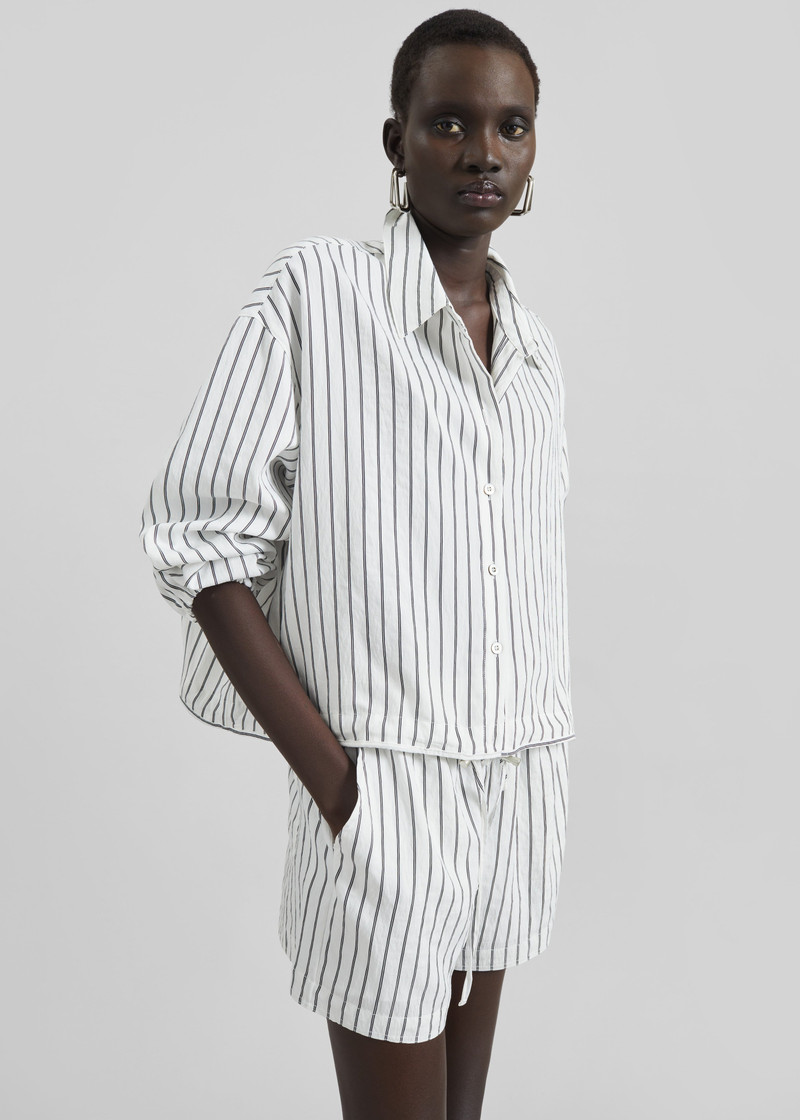 Manisa Mini Shorts - White/Black Stripe 6
