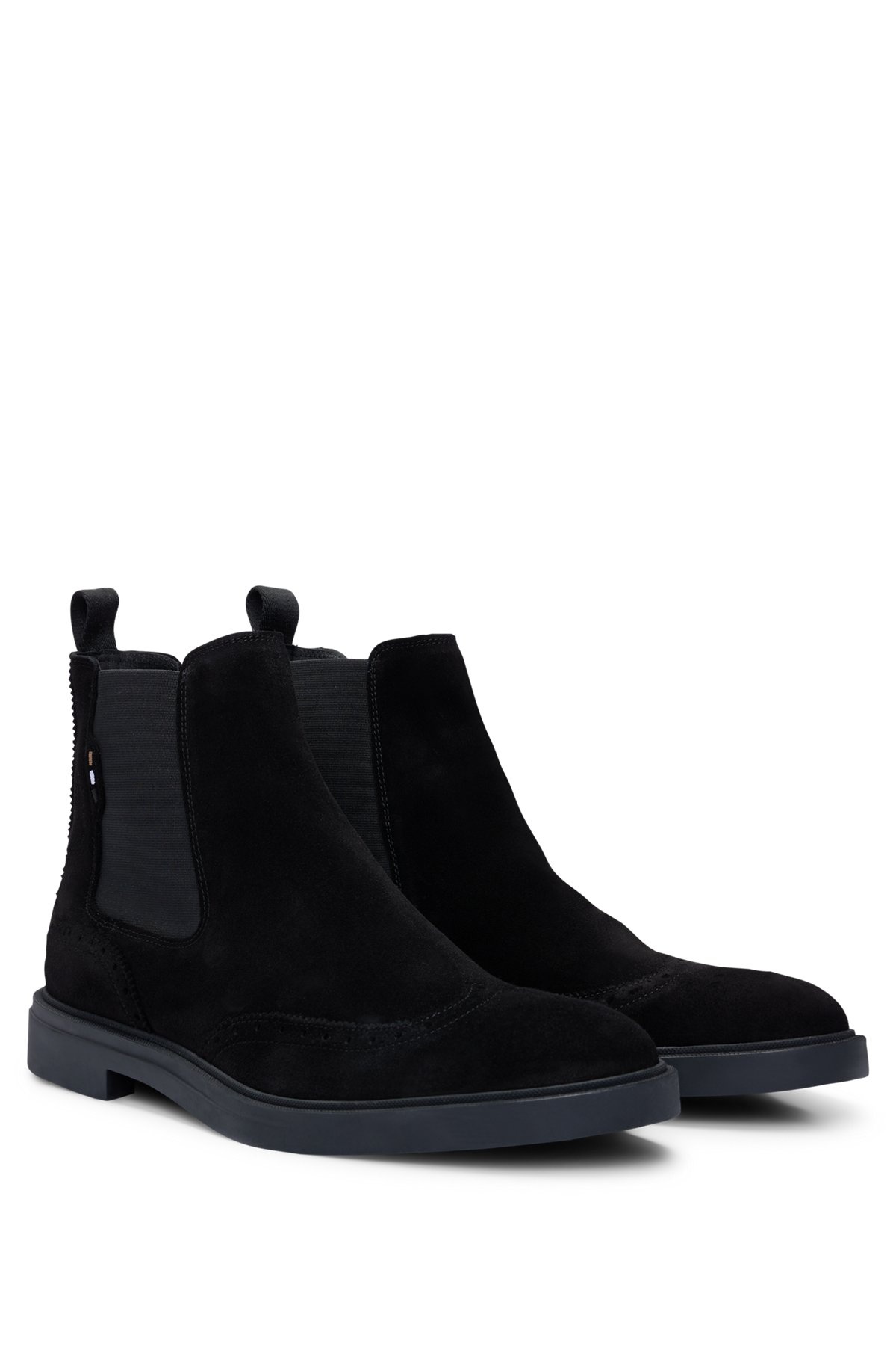 SUEDE CHELSEA BOOTS WITH BROGUE DETAILS - 2