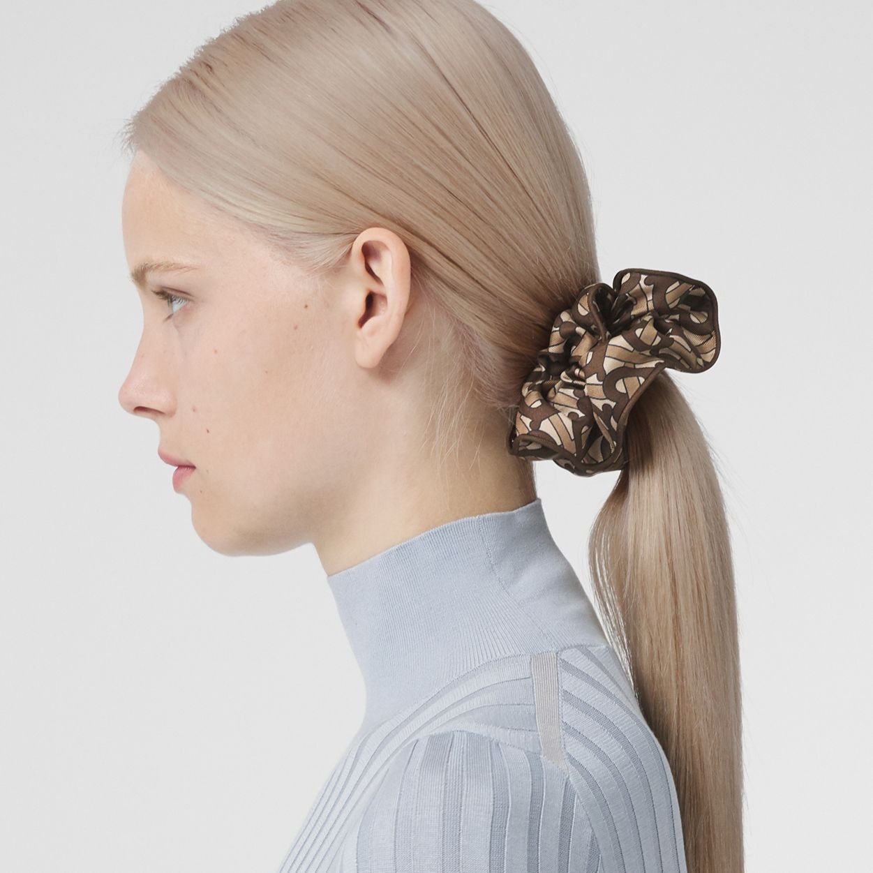 Monogram Print Silk Twill Scrunchie - 3