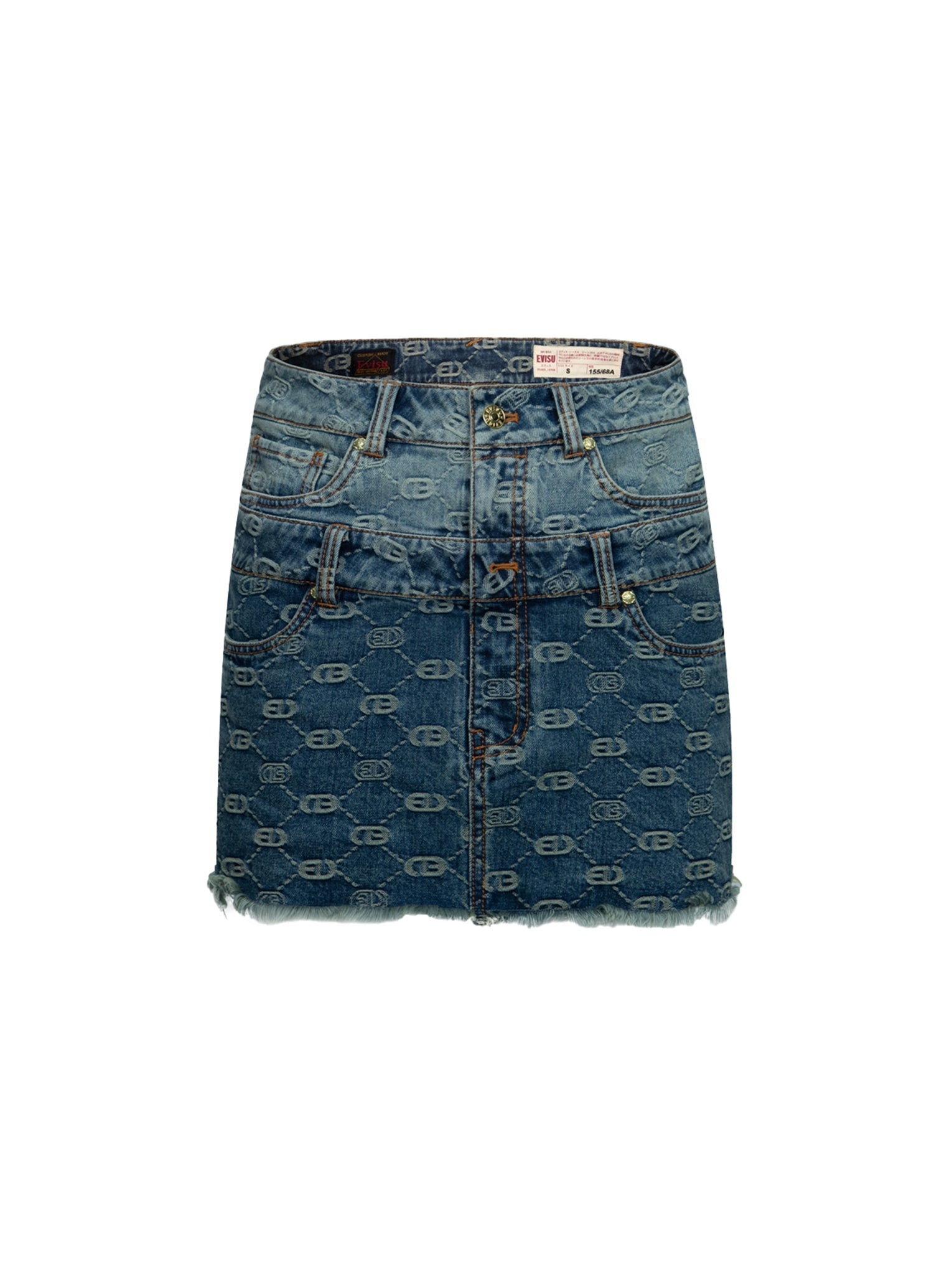 2-IN-1 ALLOVER LOGO JACQUARD REGULAR FIT DENIM SKIRT - 12