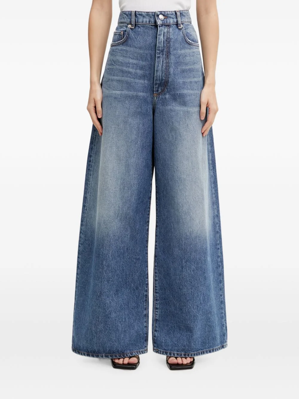 faded-effect wide-leg jeans - 1