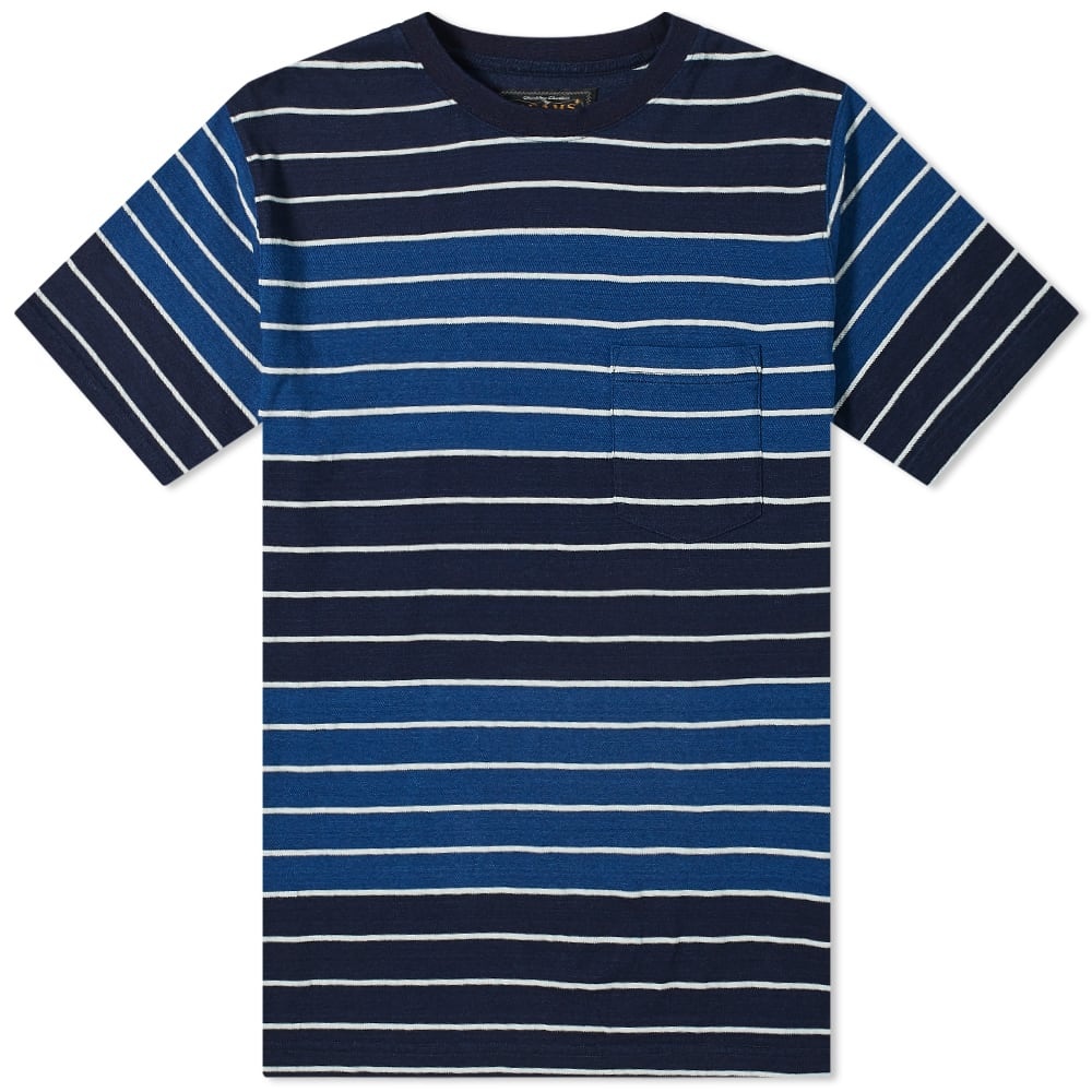 Beams Plus Indigo Stripe Pocket Tee - 1