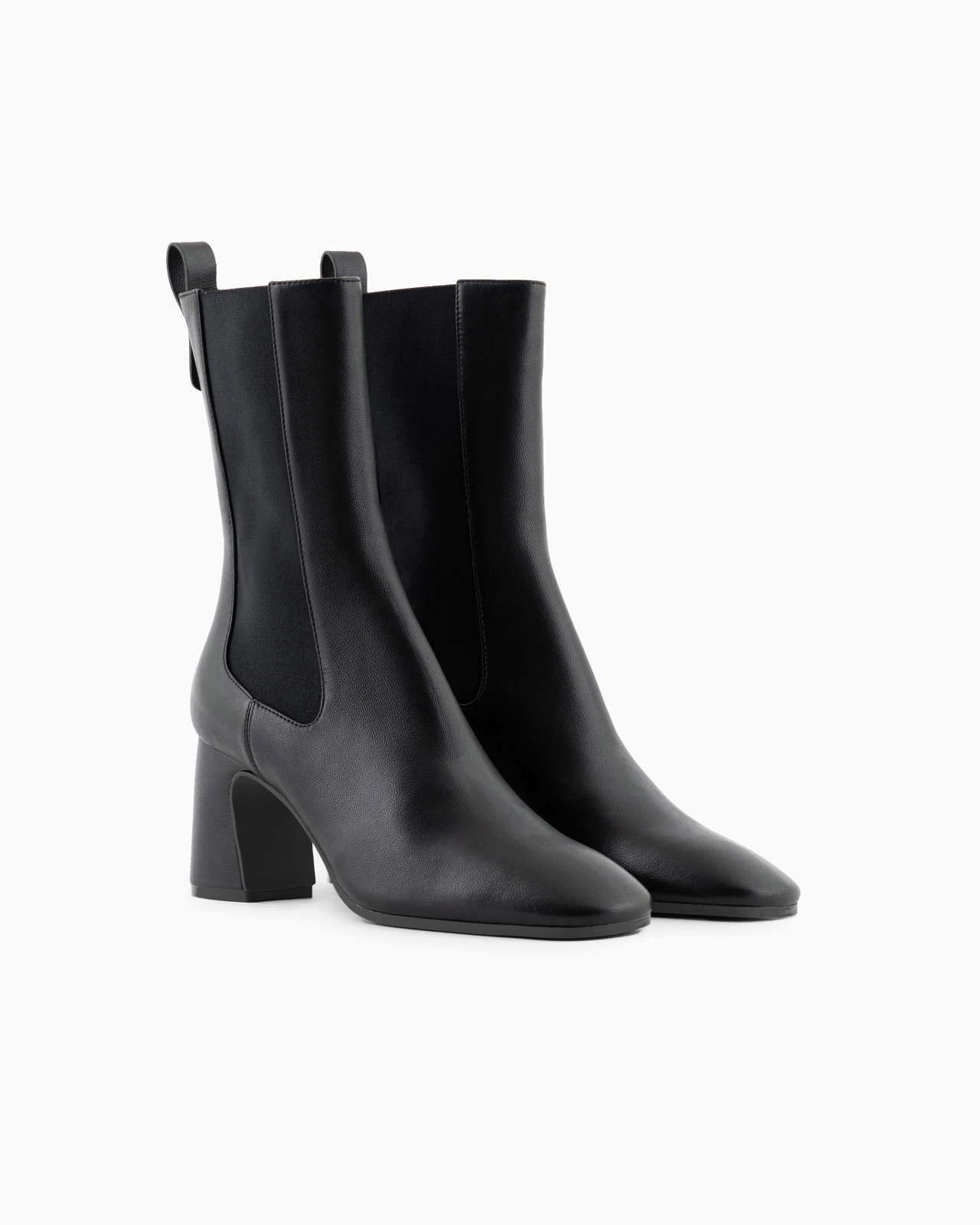 Nappa leather high-heeled ankle boots with elastic insert - 2