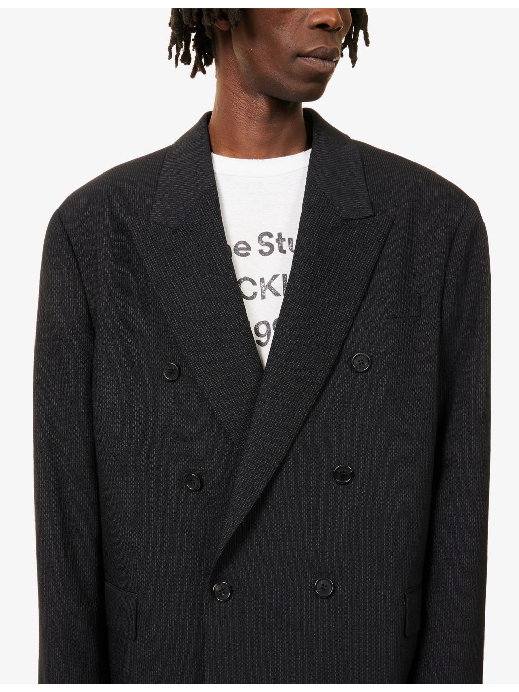 Oversized Pinstriped Cotton-Wool Blend Jacket - 5