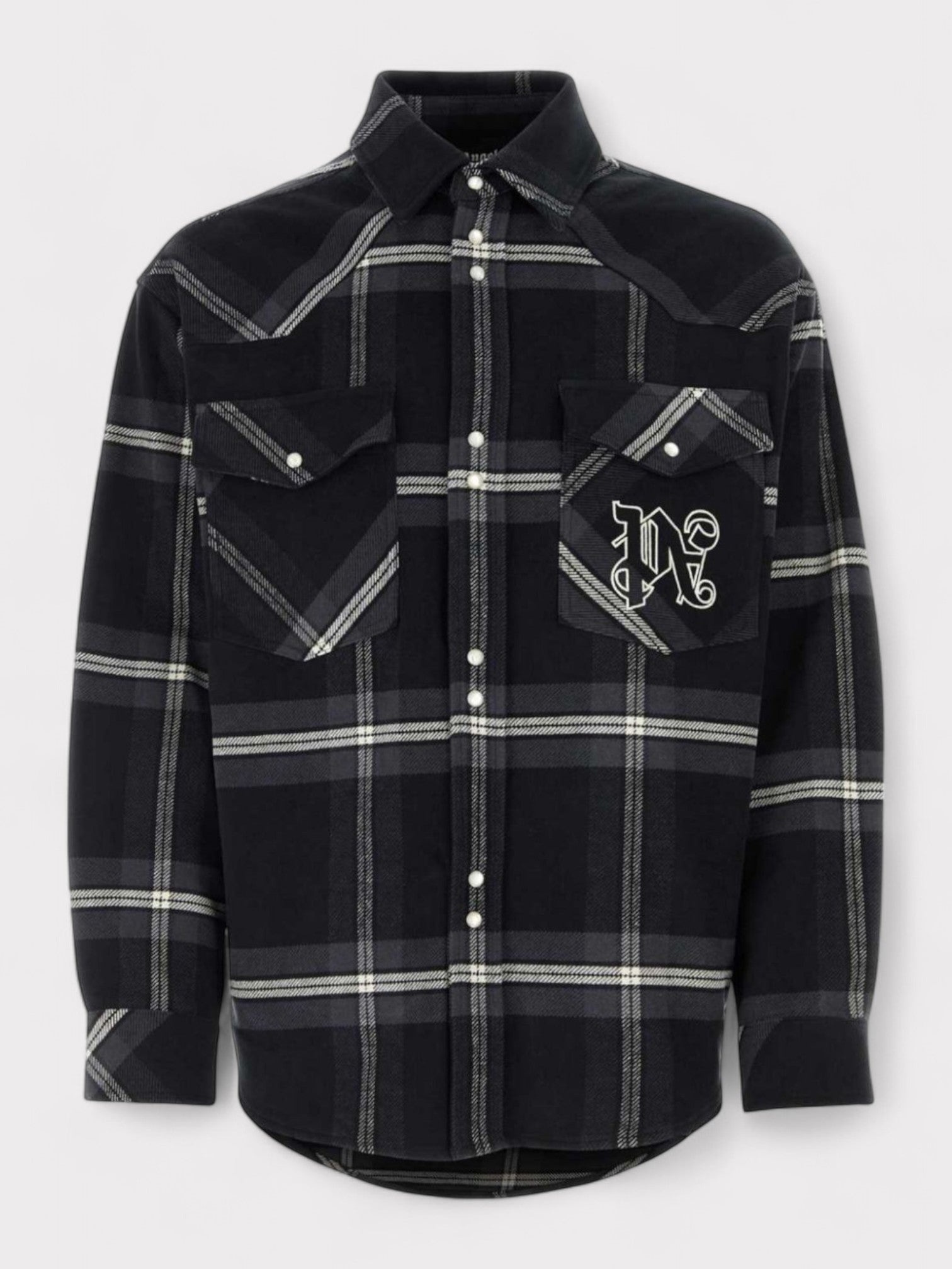 Palm Angels Monogram Check Overshirt Black - 1
