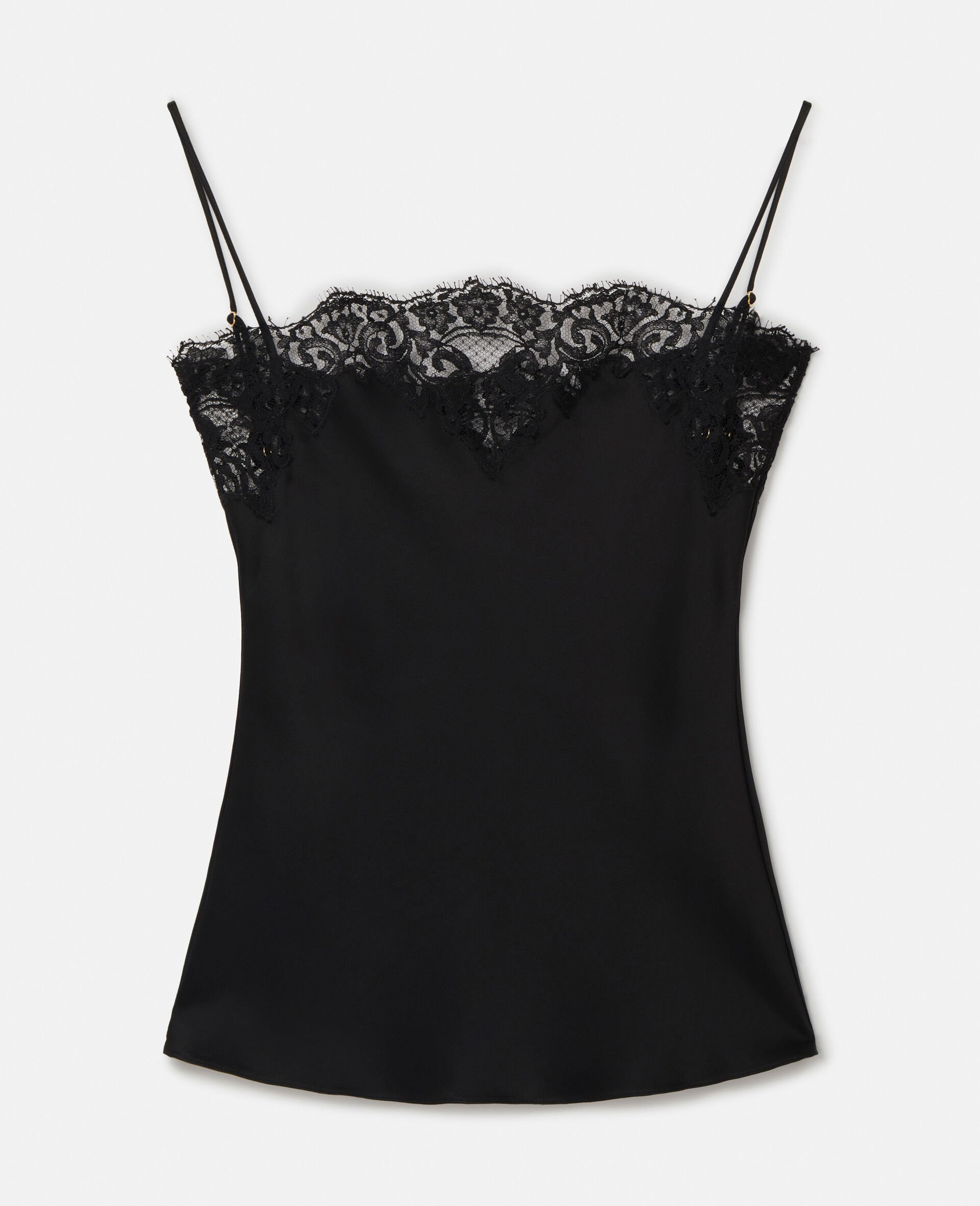 Guipere Lace Trim Satin Cami Top - 1