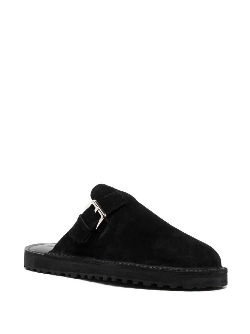 decorative-buckle leather slides - 2