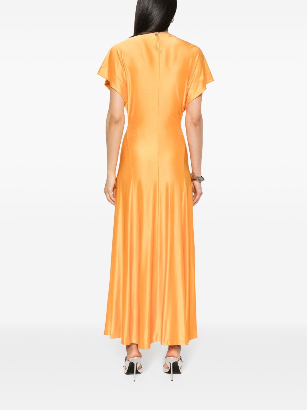 gathered short-sleeved maxi dress - 4