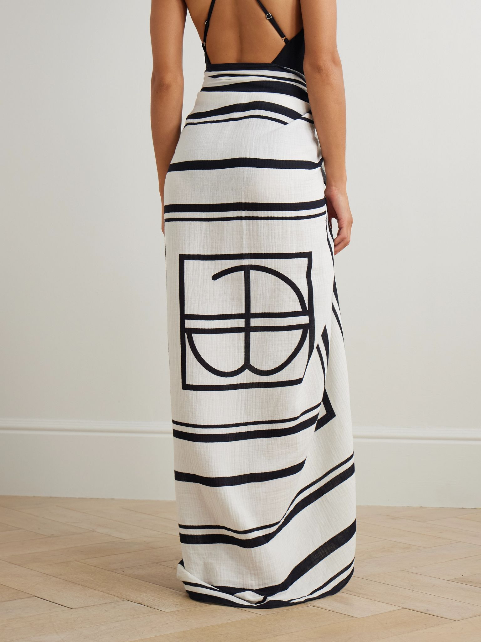 Eliza striped cotton-voile pareo White - 3