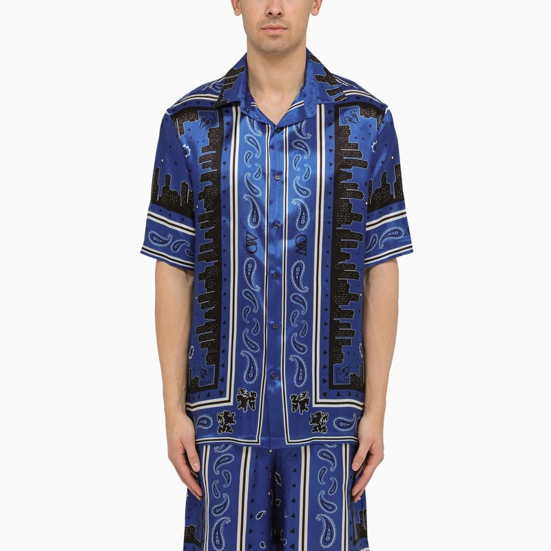 Blue shirt with bandana motif - 1