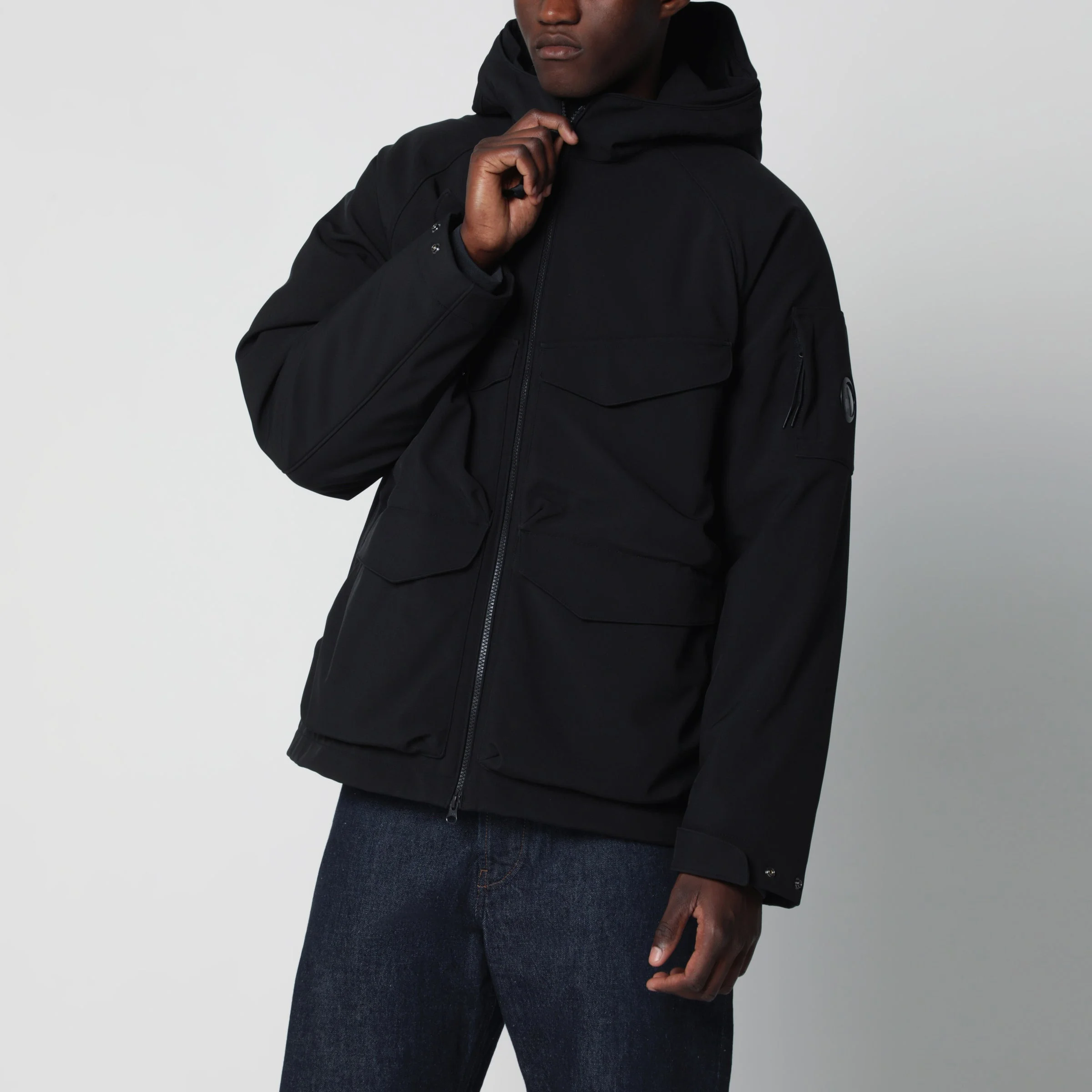 Black padded zip-up jacket - 1