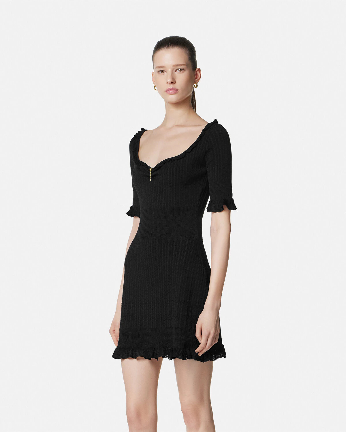 Safety Pin Knit Flared Mini Dress - 4