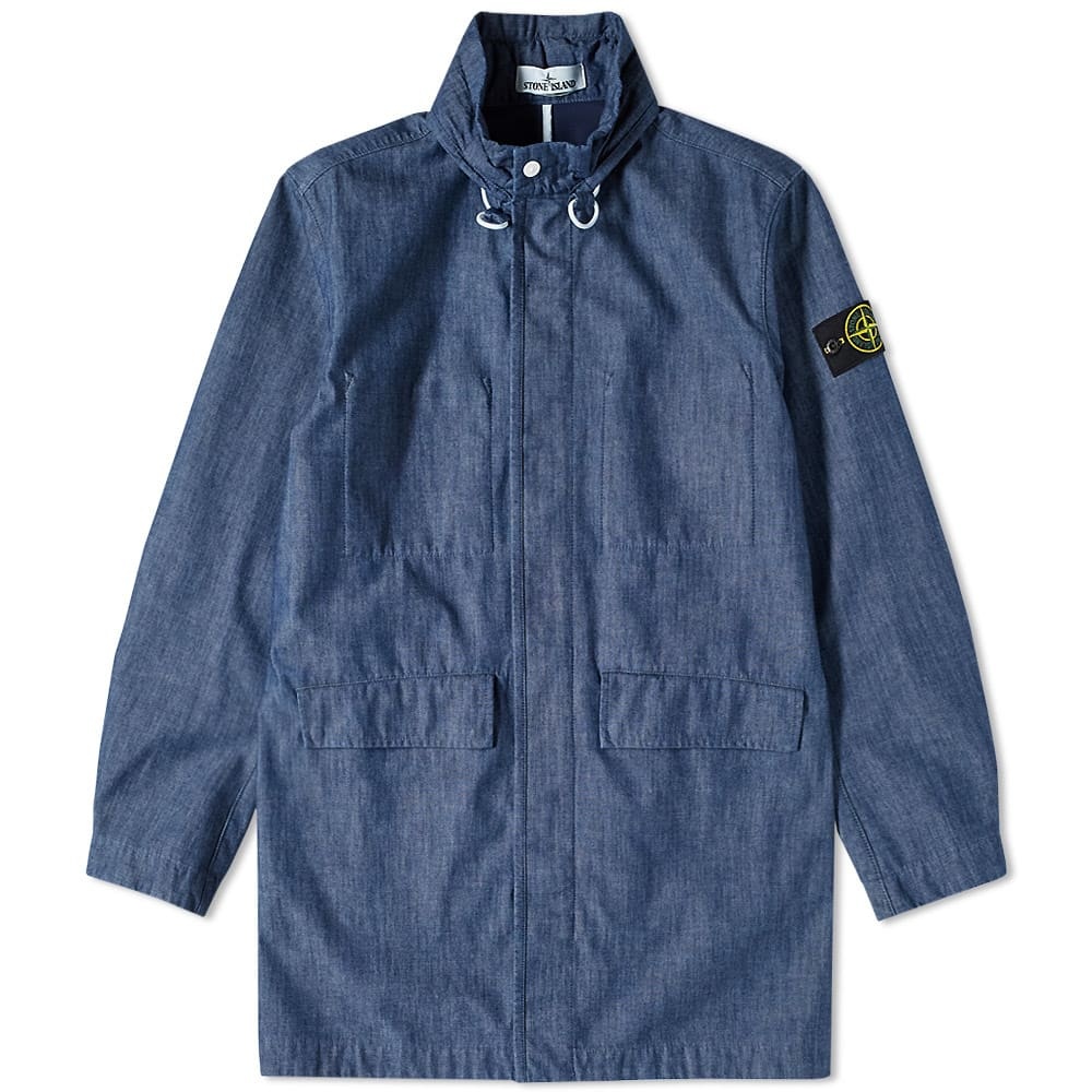 Stone Island Chambray Trench Coat - 1