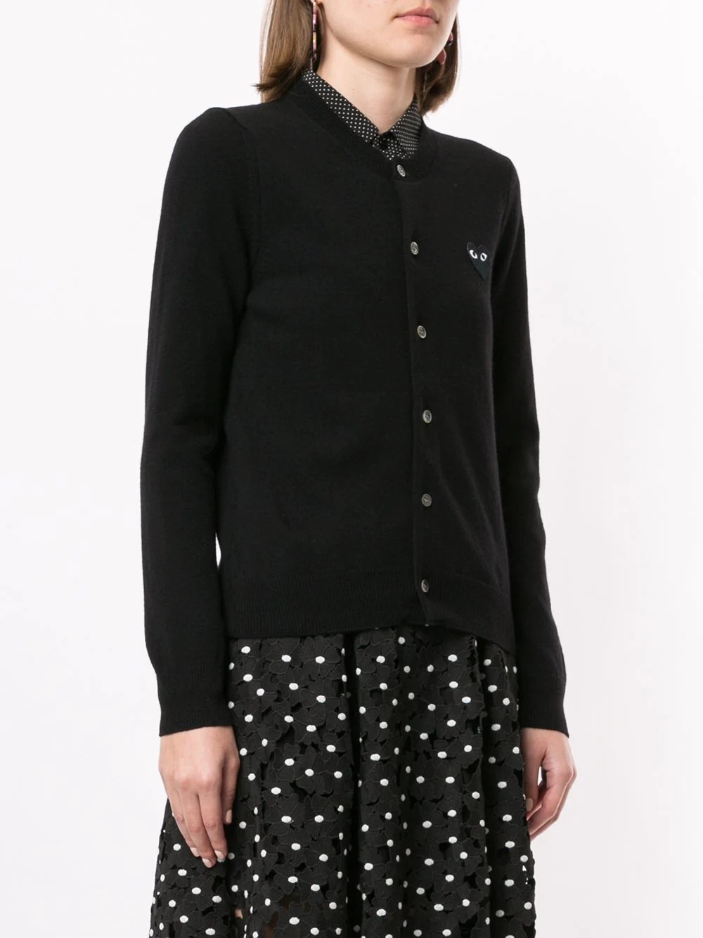 logo embroidered buttoned cardigan - 3