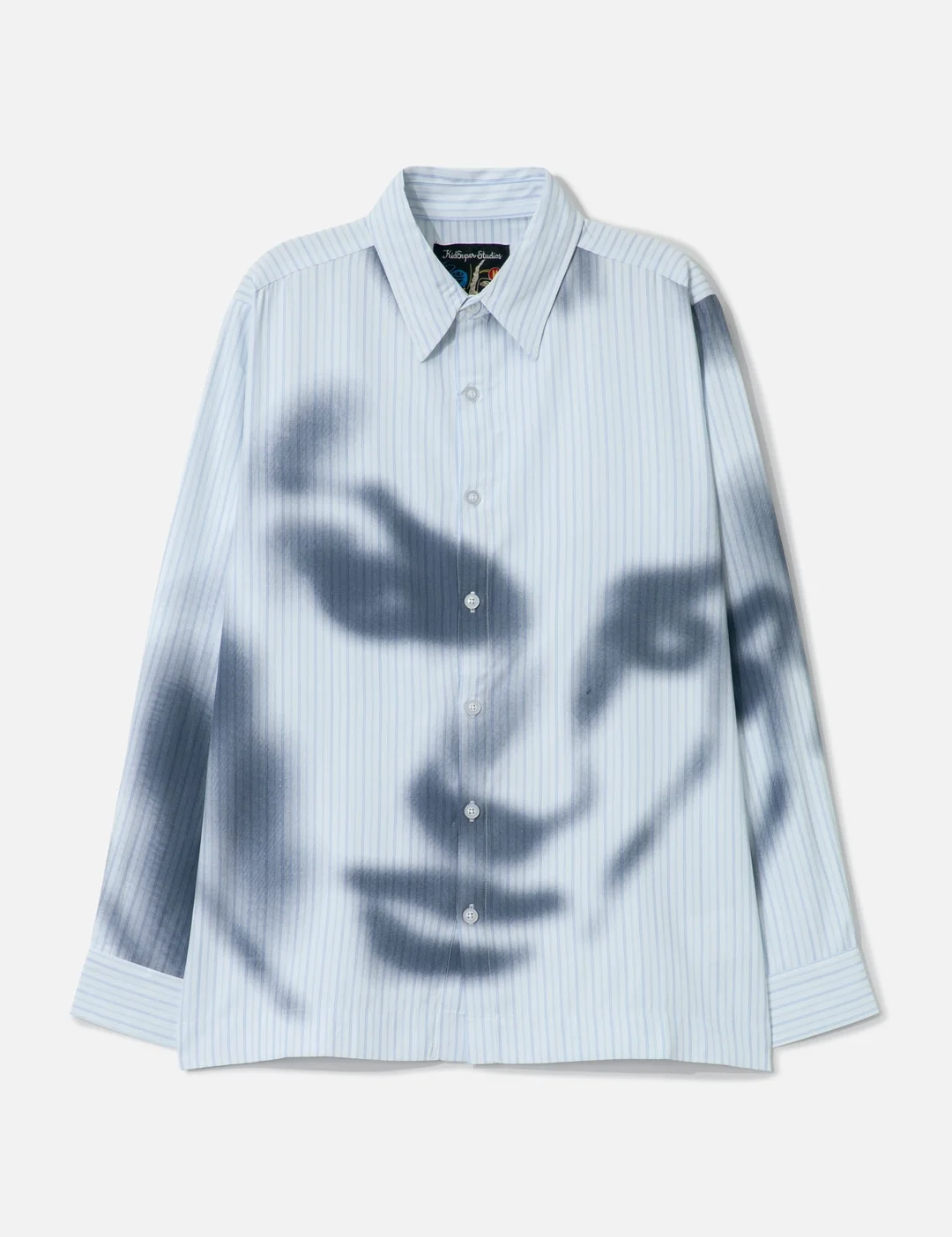 BLURRY FACE AIRBRUSH STRIPED BUTTON UP - 1