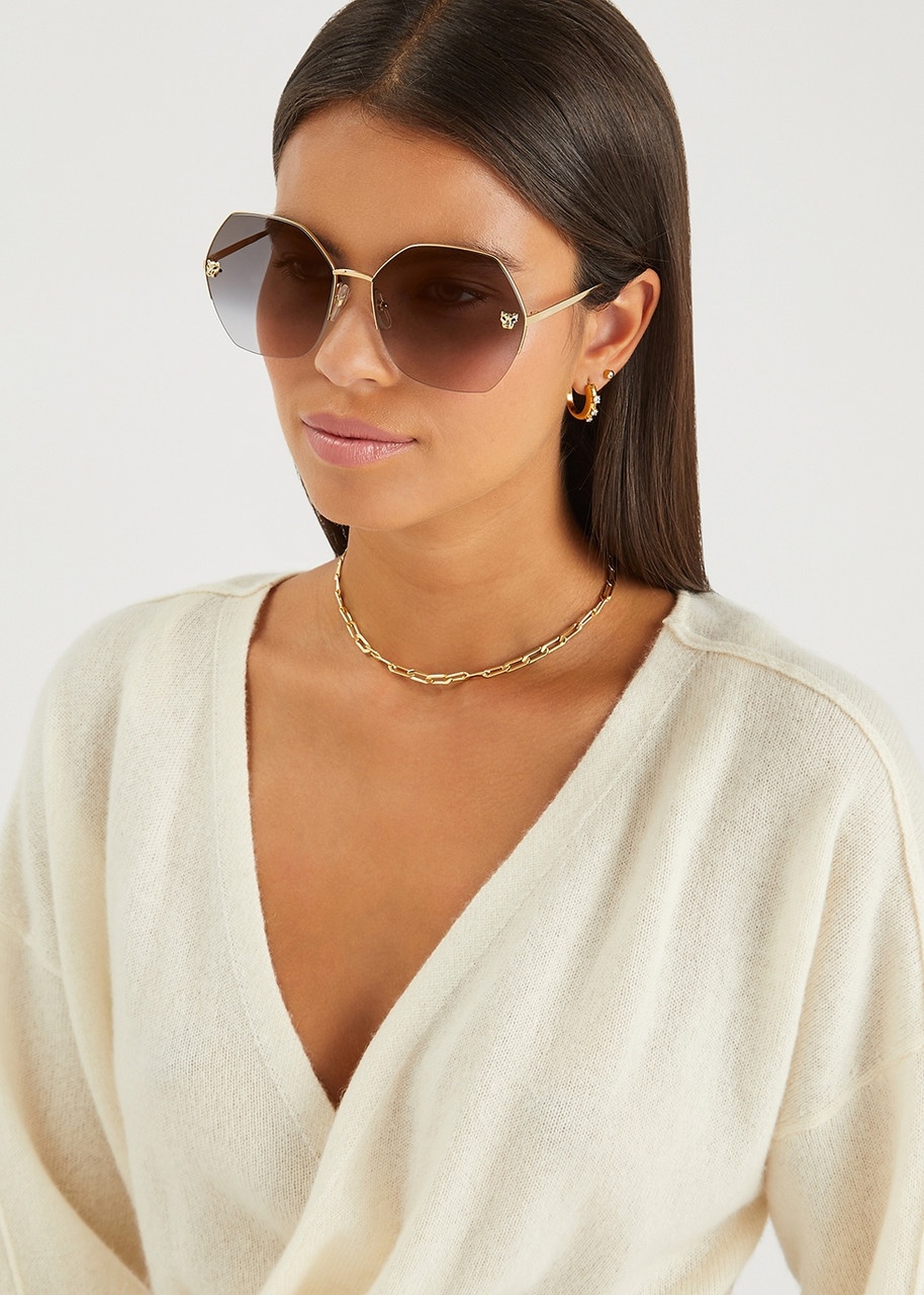 Cartier Panthère De Cartier Gold-tone Oversized, Sunglasses, Acetate - 4