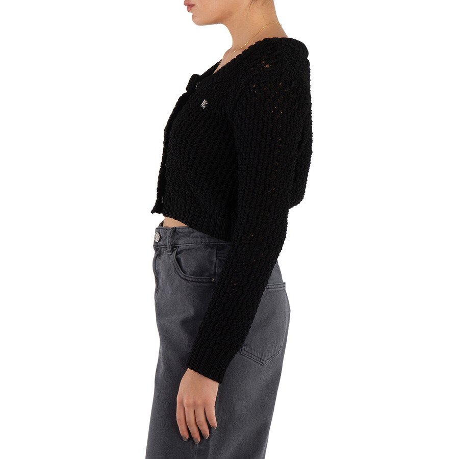 Rotate Black Chunky-Knit Cropped Cardigan - 5