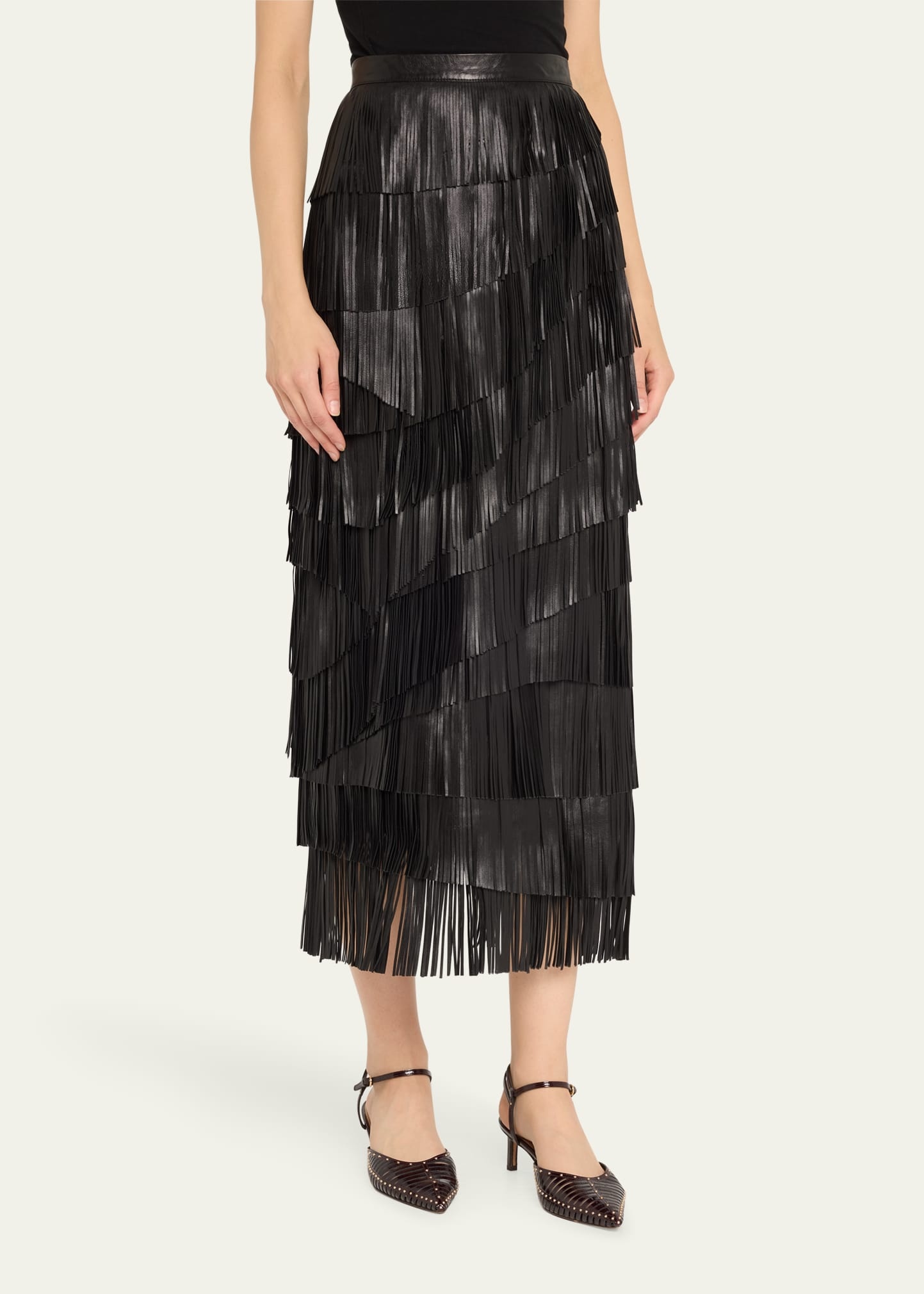Therese Leather Fringe Skirt - 4
