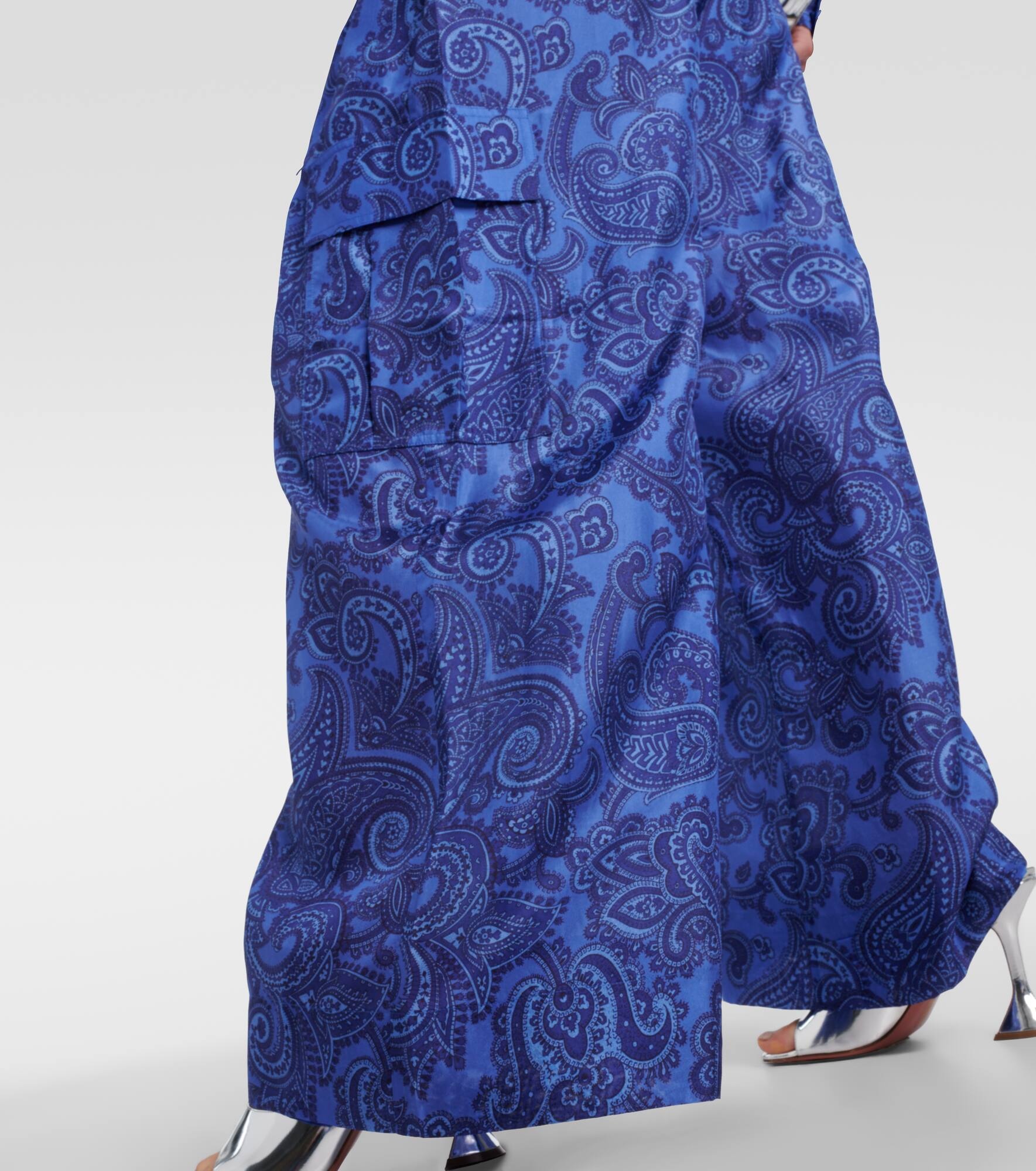 Ottie paisley silk habotai wide-leg pants - 5