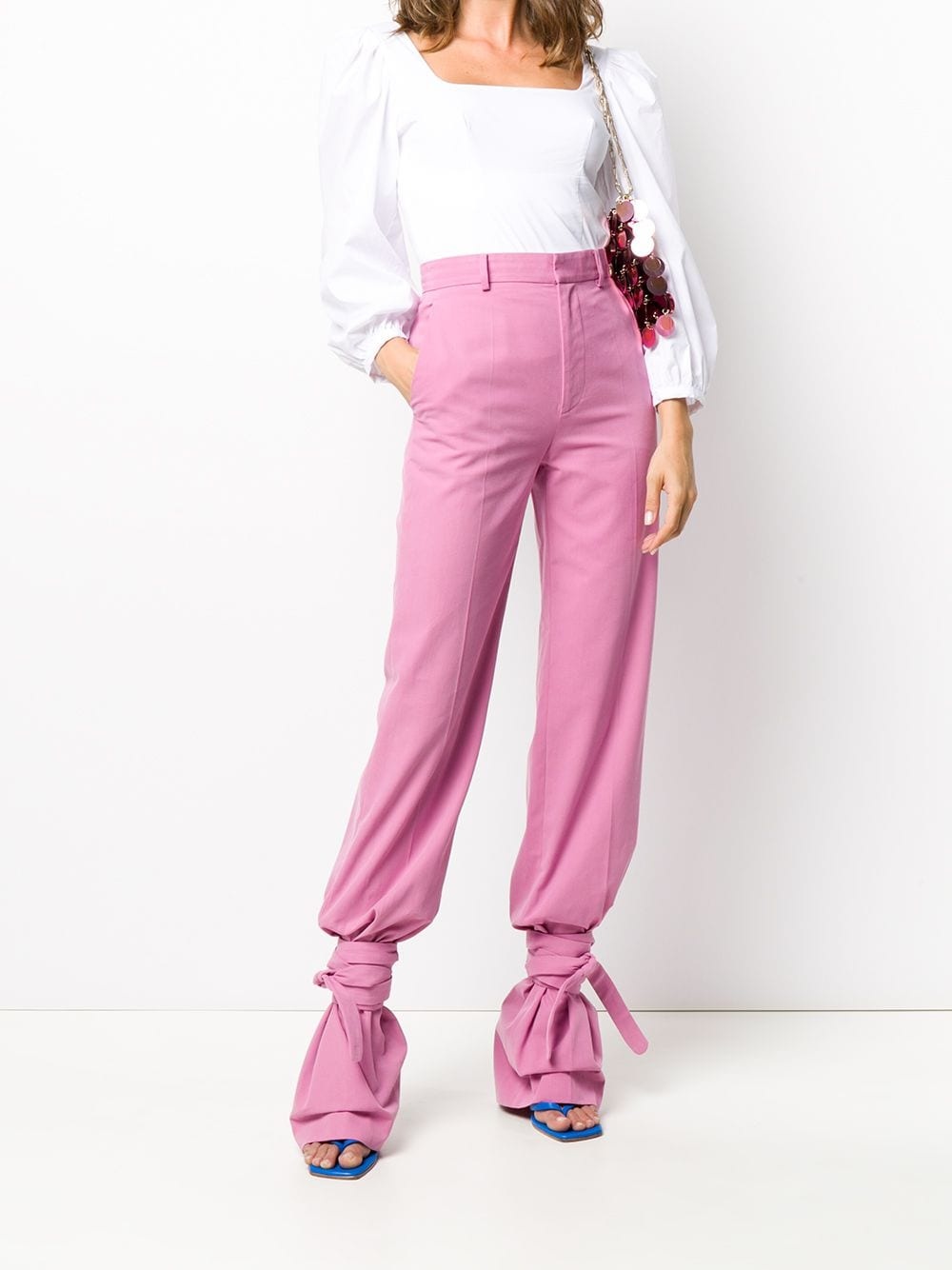 high-waisted tie-ankle trousers - 2