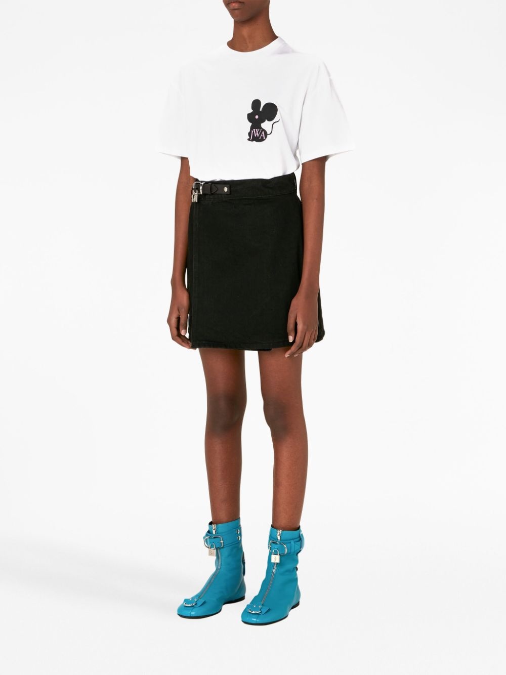 padlock-detail belted skirt - 2