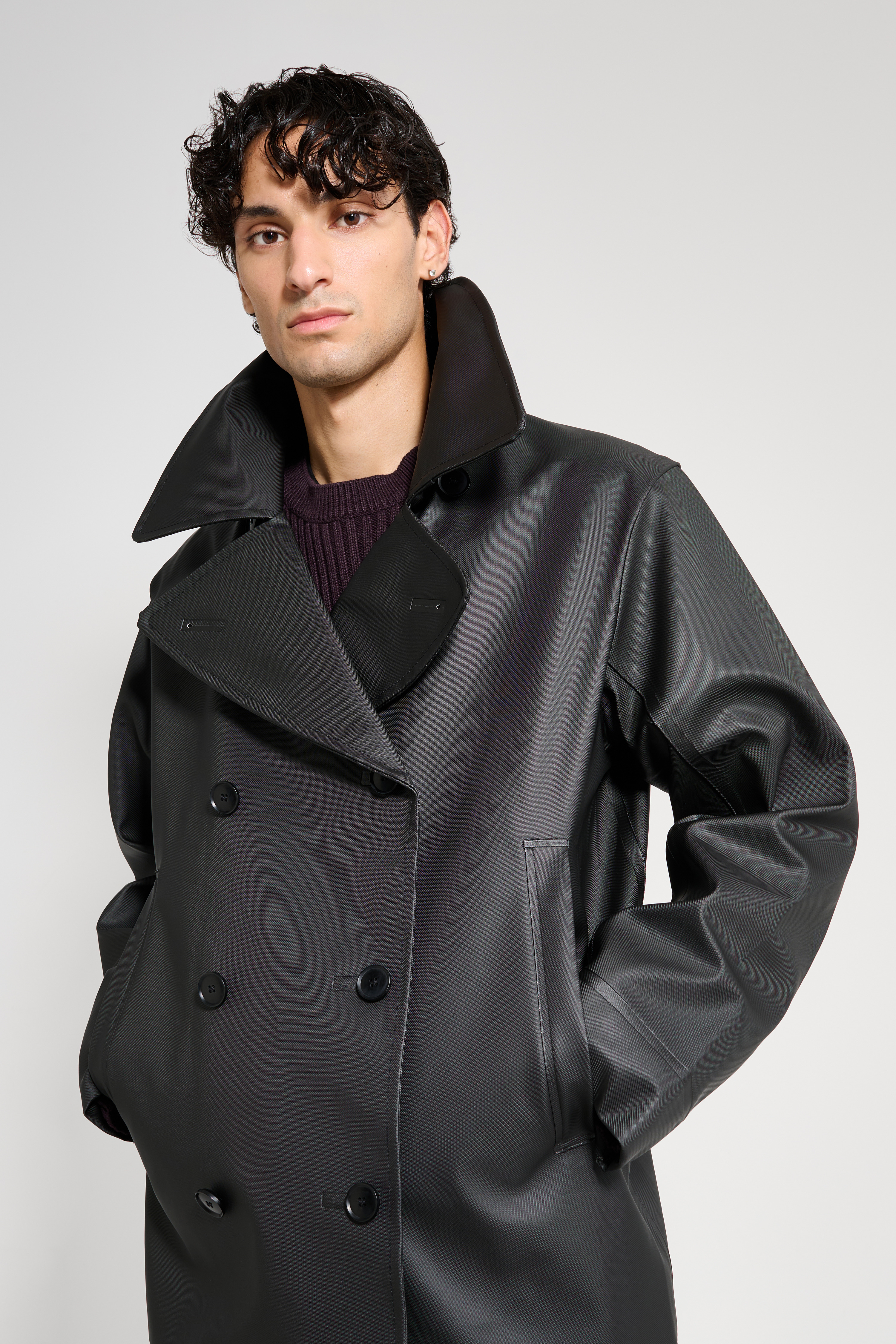 Tranholmen Double Breasted Raincoat Black - 5