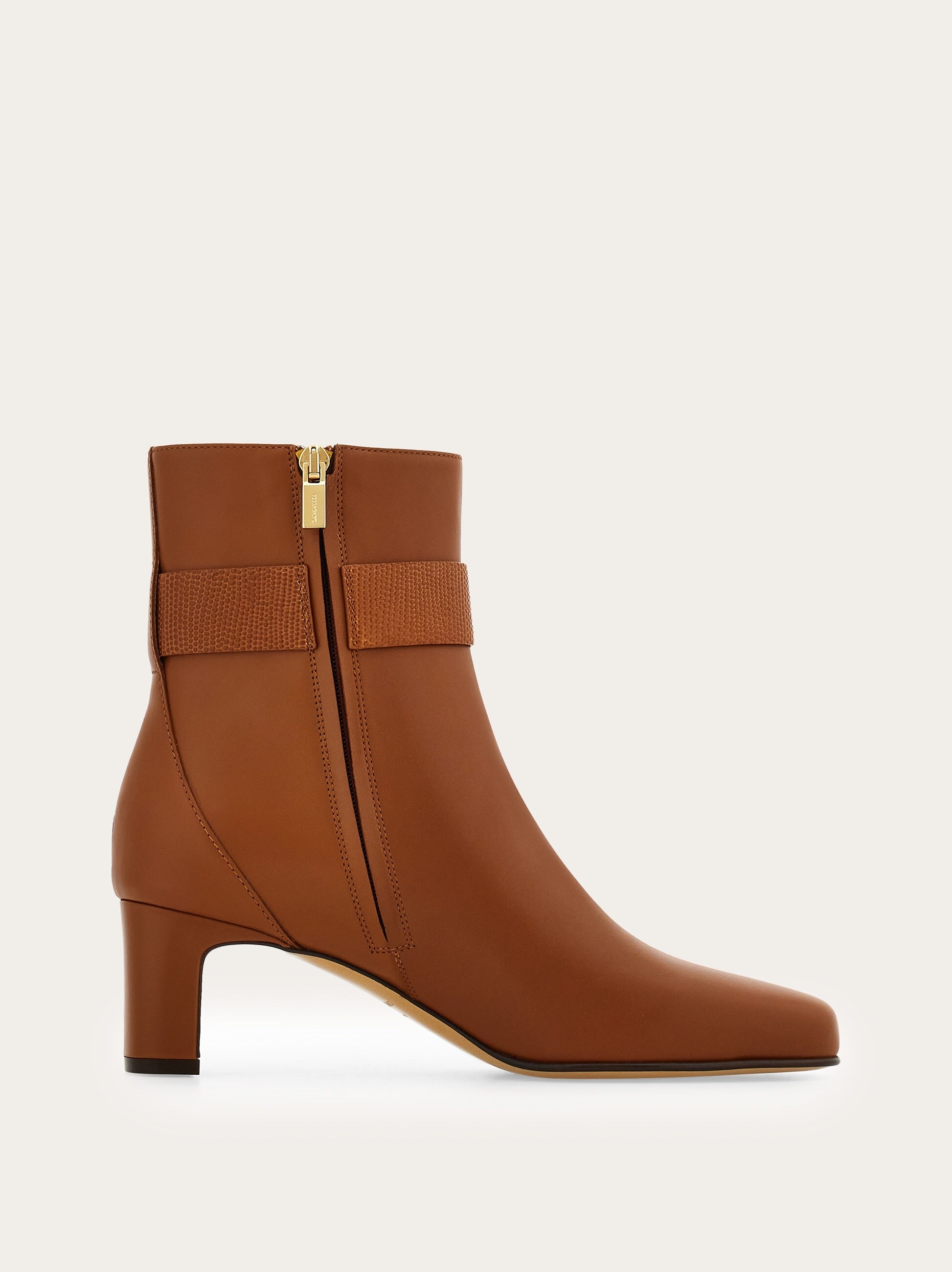 Gancini ornament mid heel ankle boot - 6