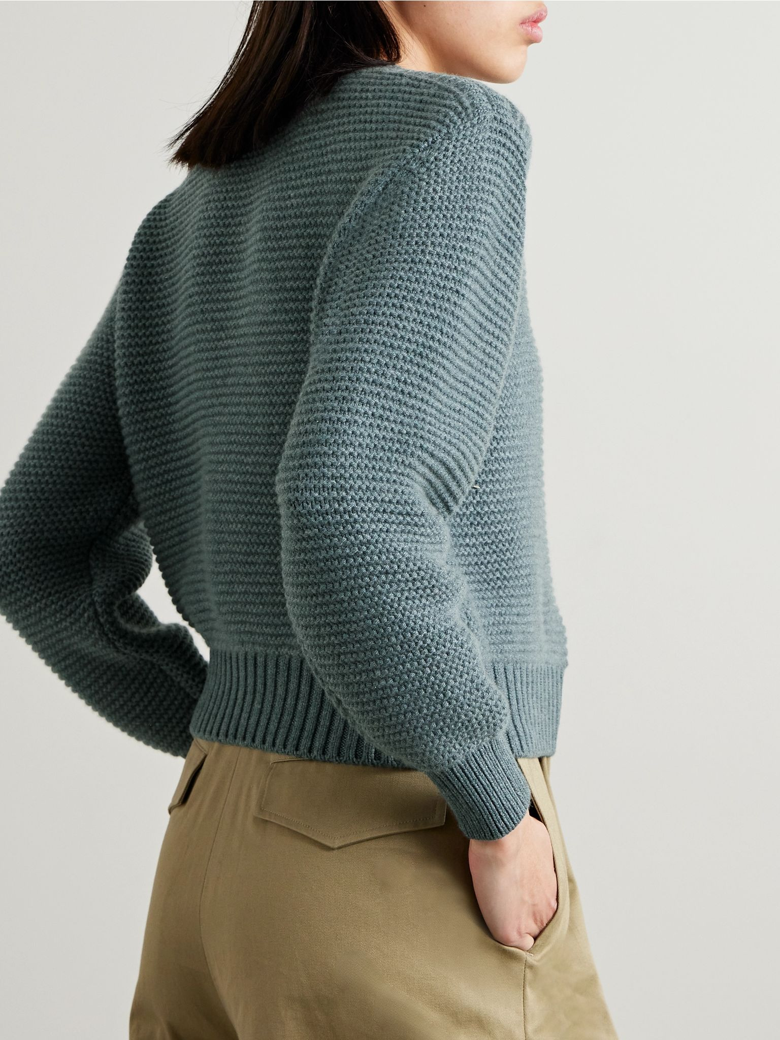 Ashi cropped ribbed cashmere sweater Blue - 4