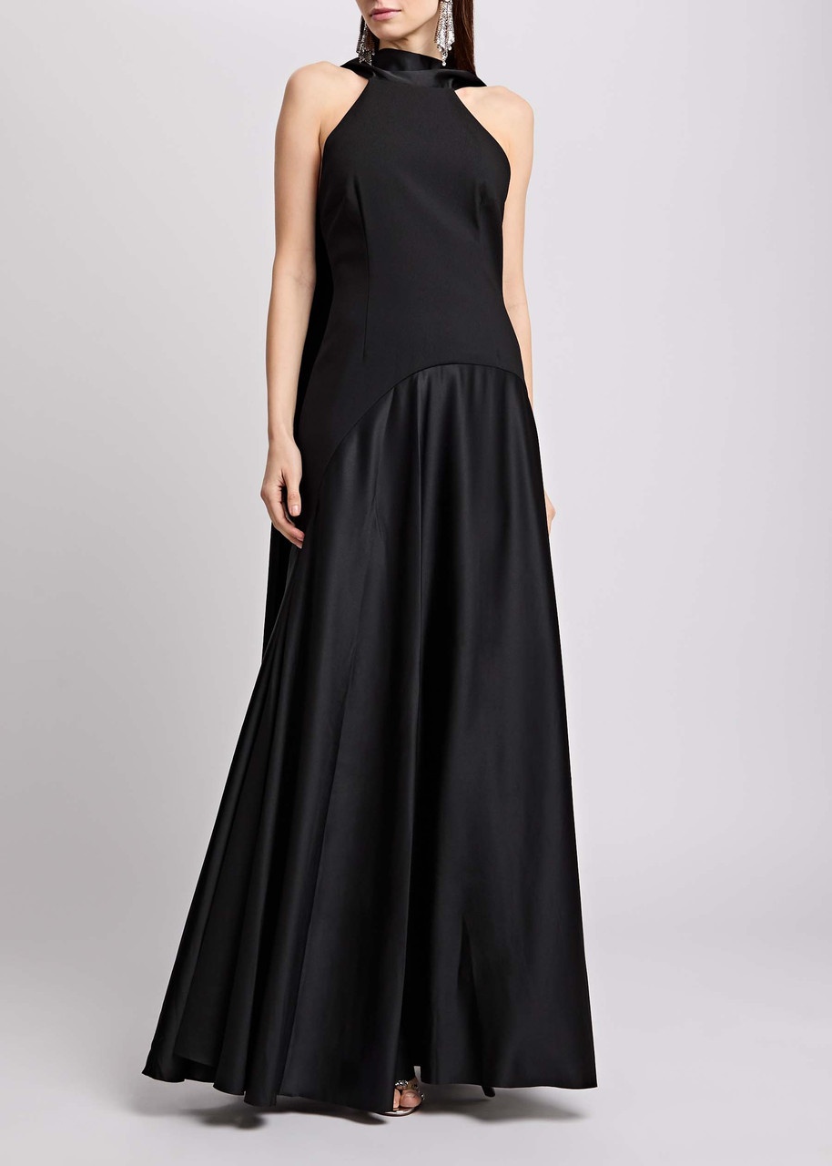 Solace London Cece Draped Satin and Crepe Maxi Dress - 4