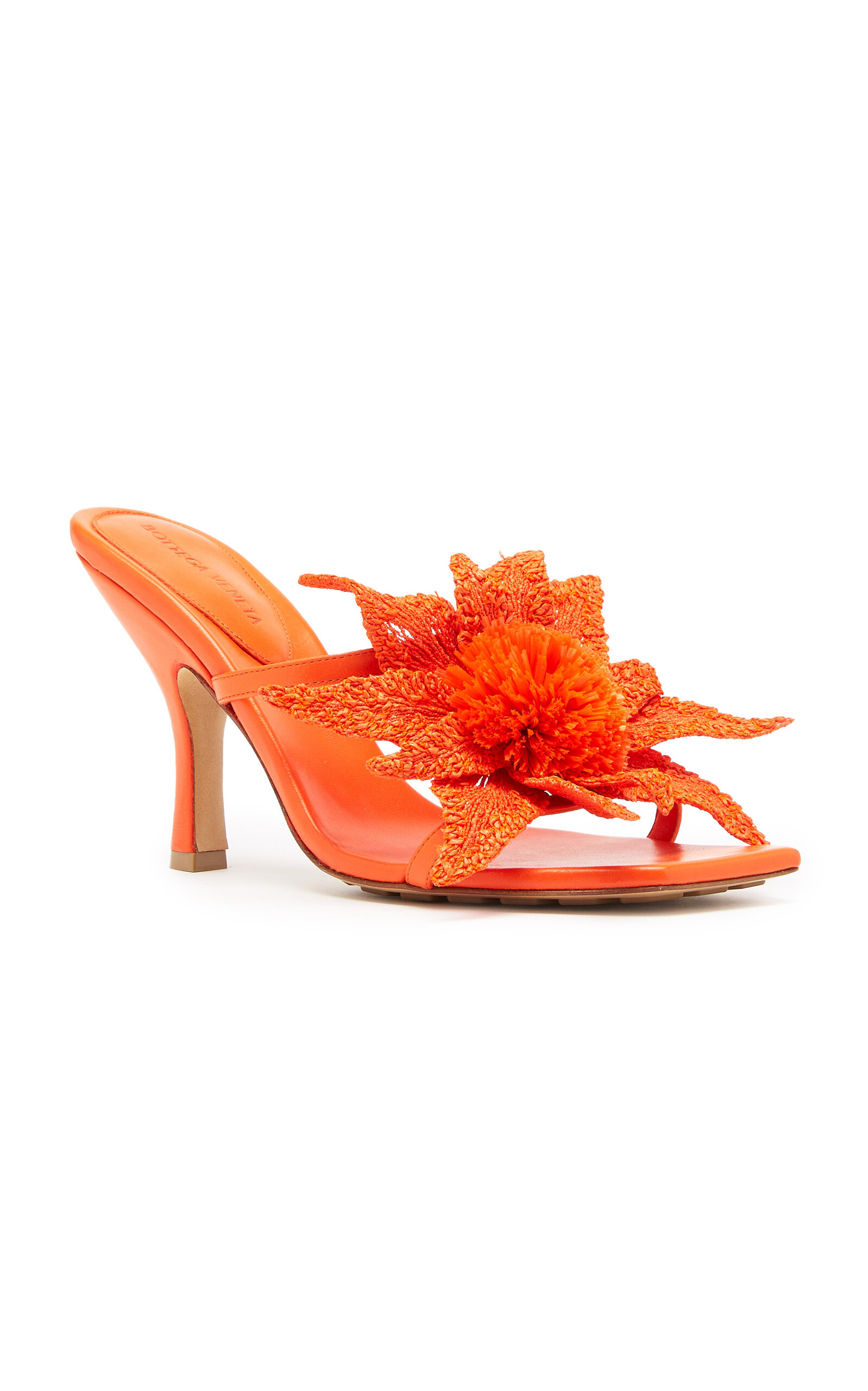 Adam Flower-Detailed Leather Sandals orange - 5