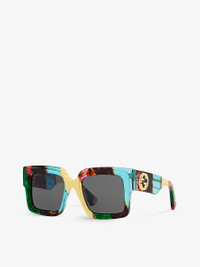 【GUCCI】GC002054 GG1307S レクタングル アセテート サングラス Gucci GG1307S XS (51 - 21) with Brown lenses and Black frame