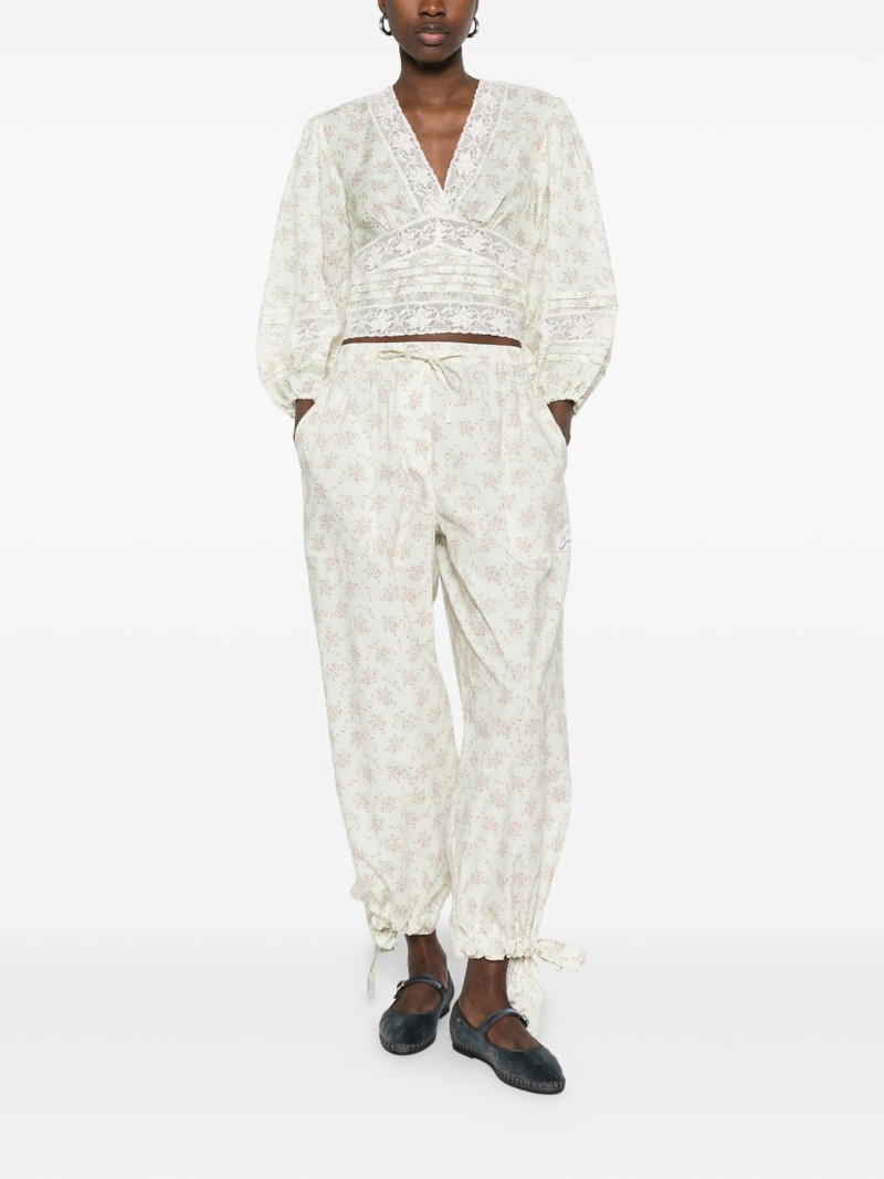 Sandro Davi floral-print tie-detail trousers outlook