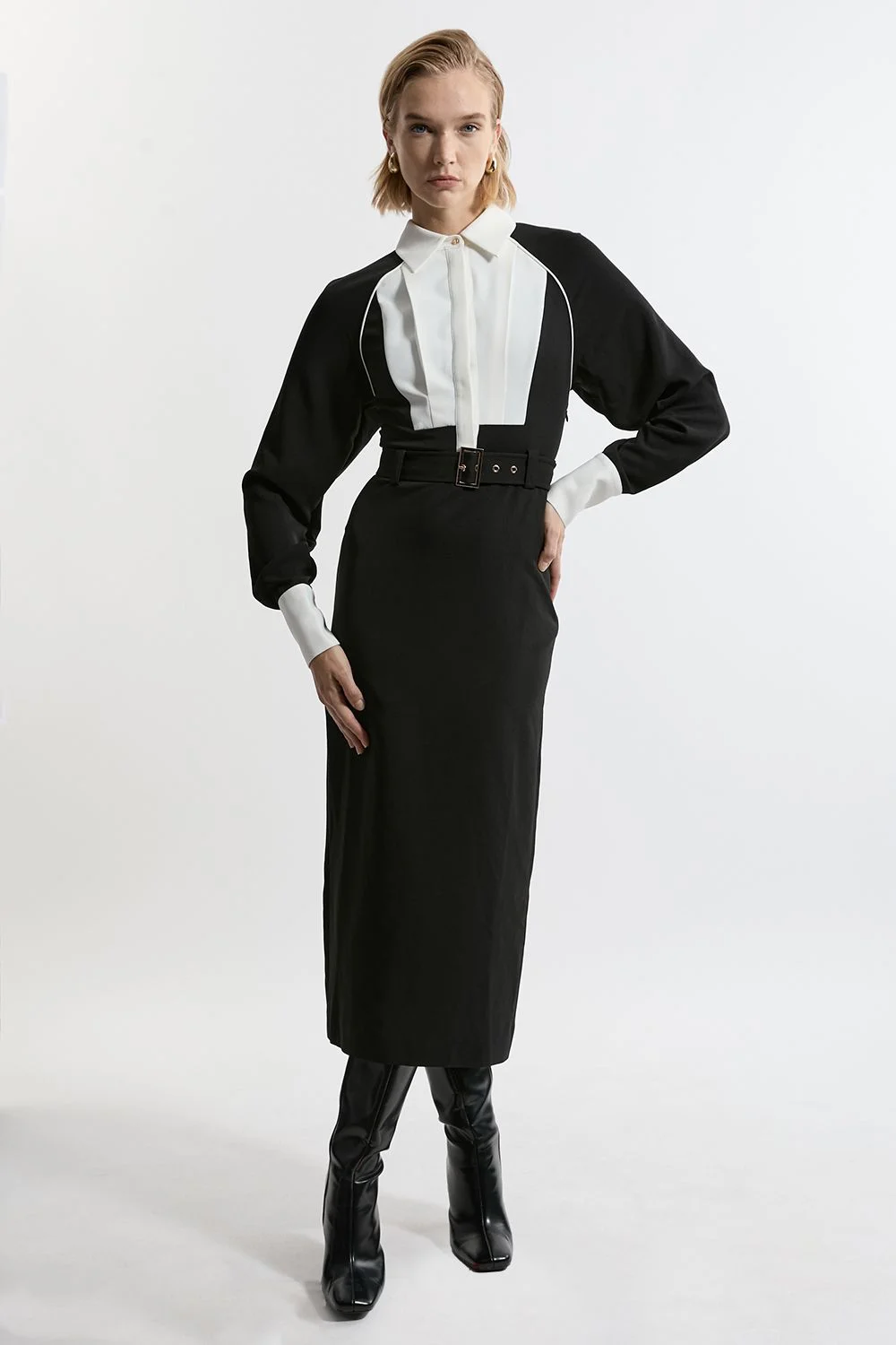 Twill Collared Woven Maxi Dress - 1