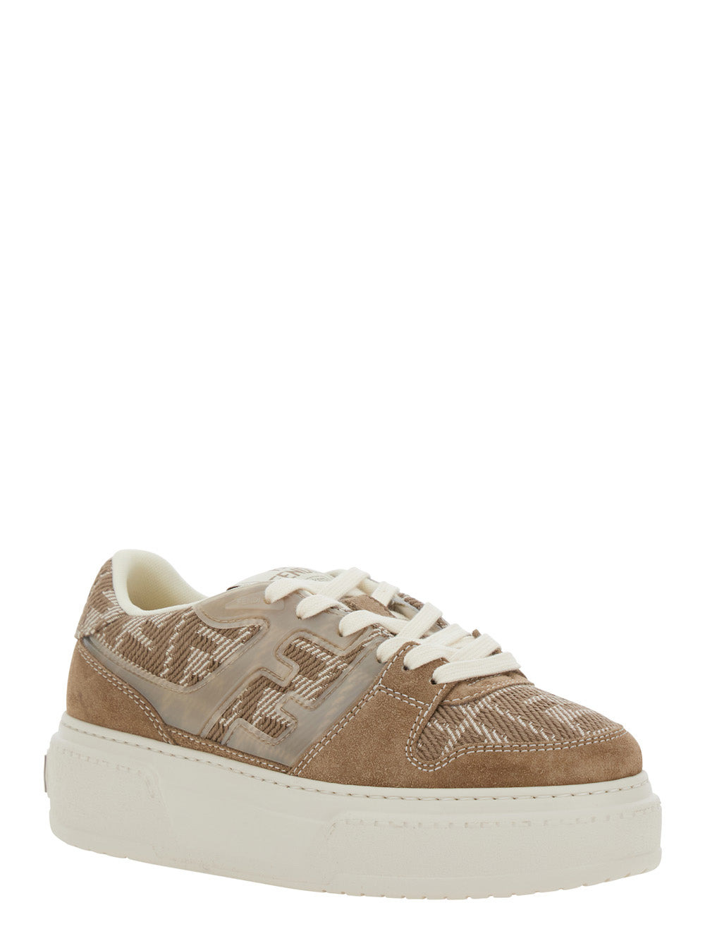 Fendi Women 'Match' Beige Sneaker With All-Over Ff Motif And Platform In Leather And Fabric Woman - 2