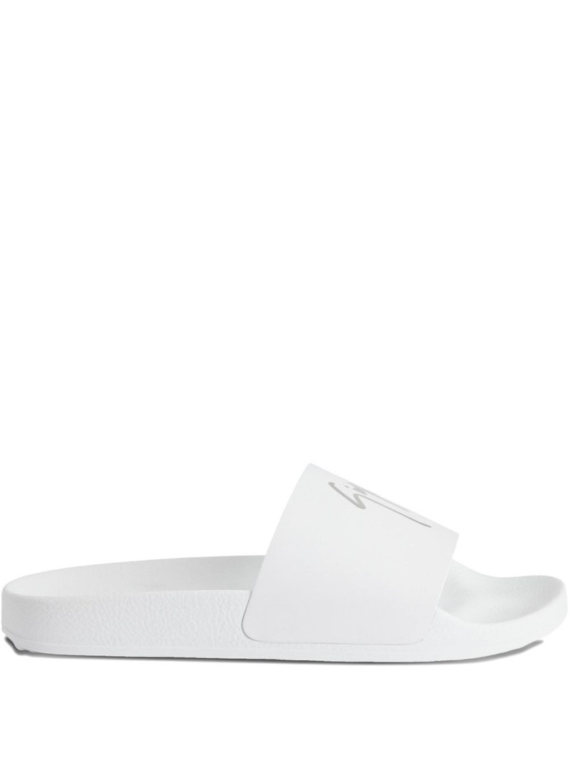 Brett leather logo-print slides 1