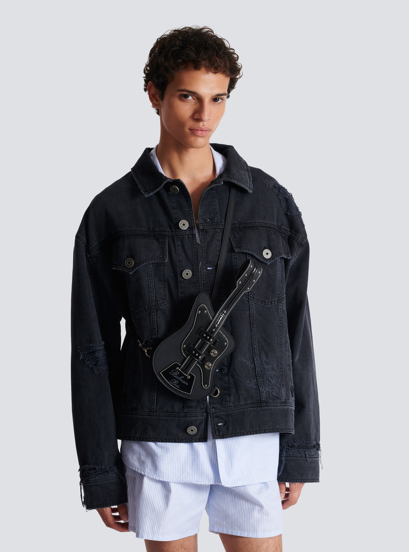 Guitar rubber-effect leather clutch 7