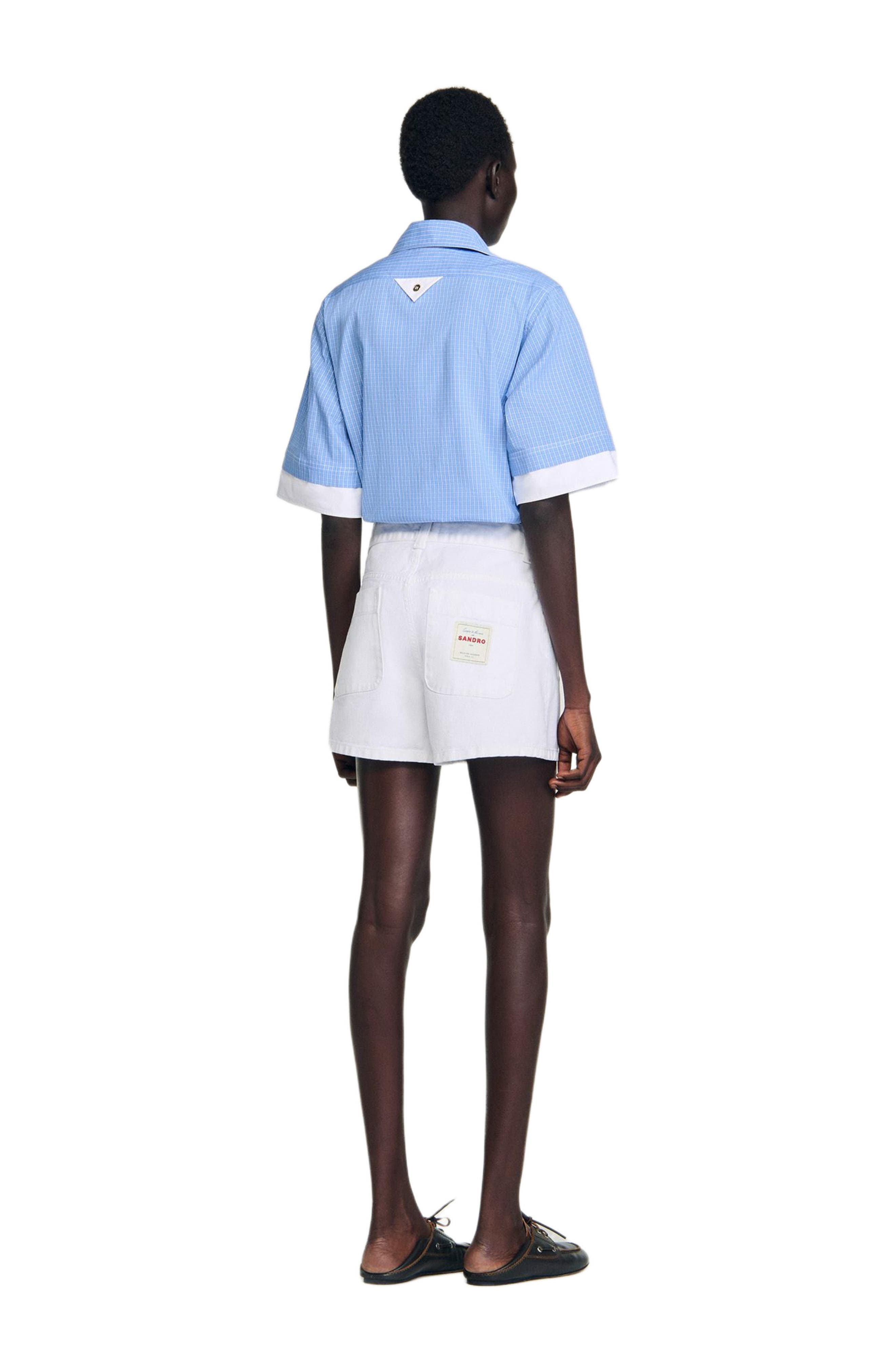 SANDRO High waist denim shorts in White at Nordstrom - 2
