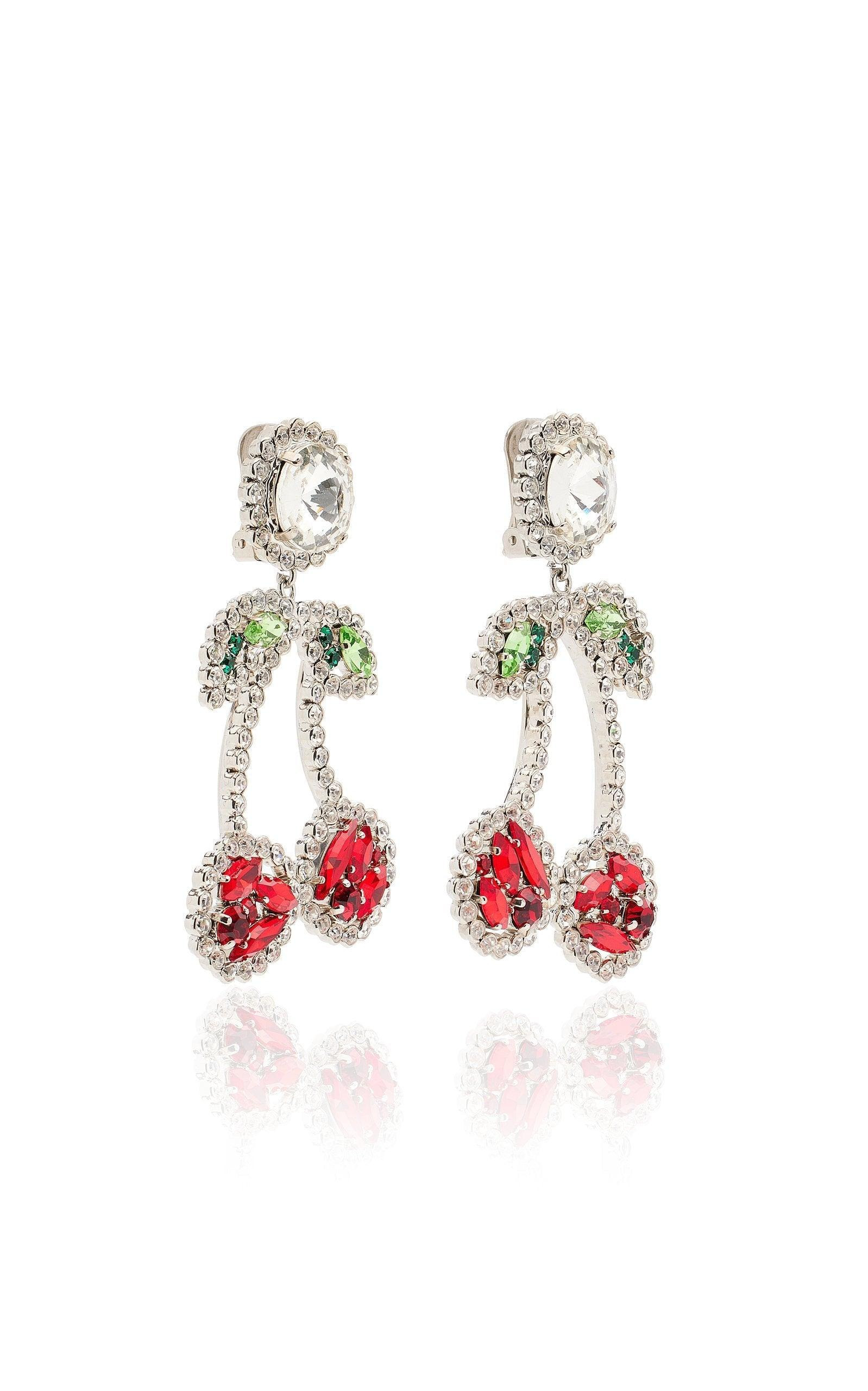 Cherry Crystal Clip-On Earrings - 2