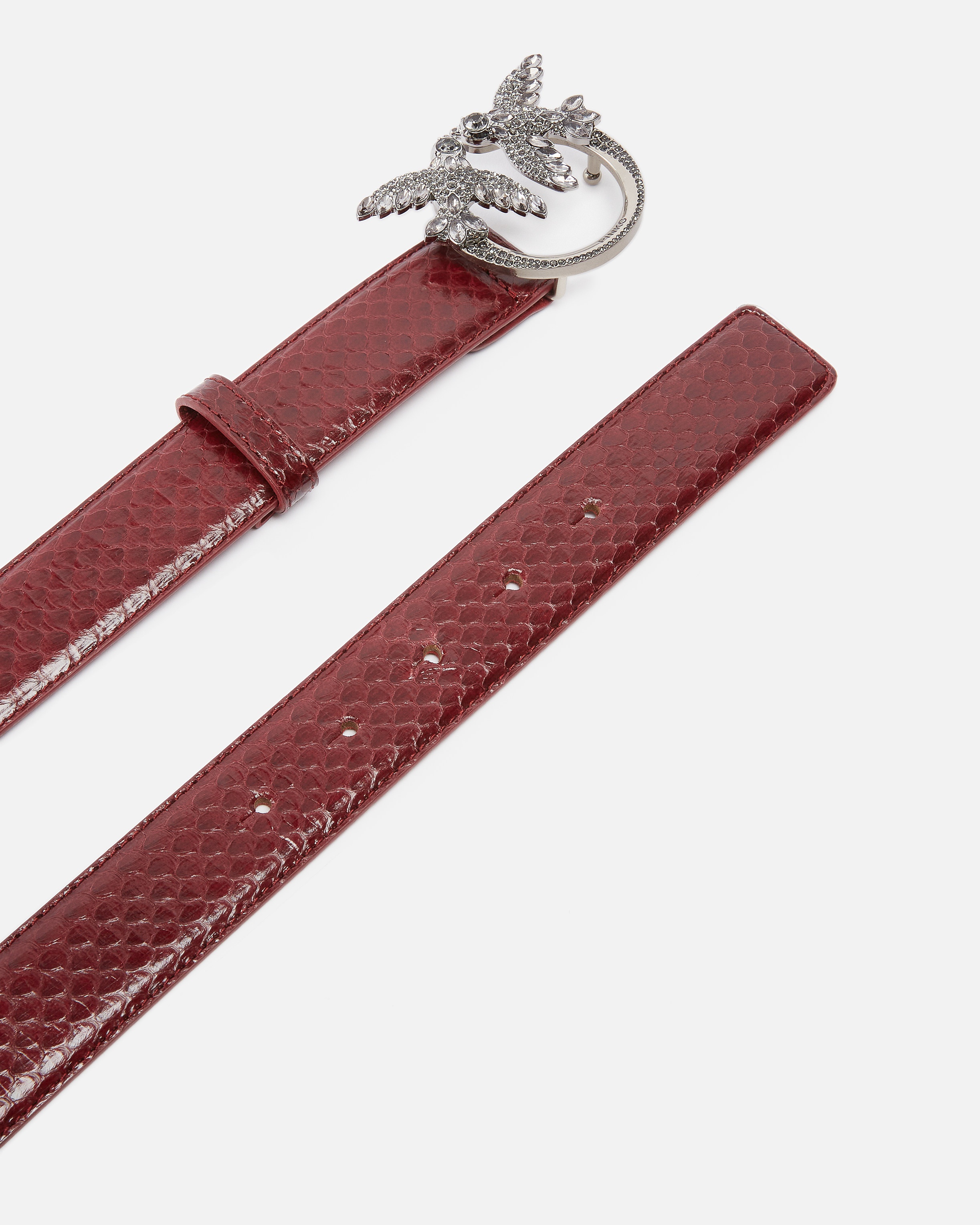 3CM GLOSSY PYTHON LEATHER BELT PINKO GALLERIA. - 3