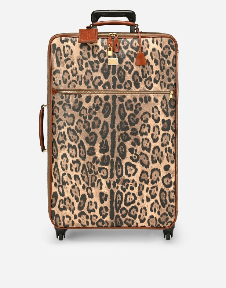 Small pet carrier bag in leopard-print Crespo with branded plate - 1