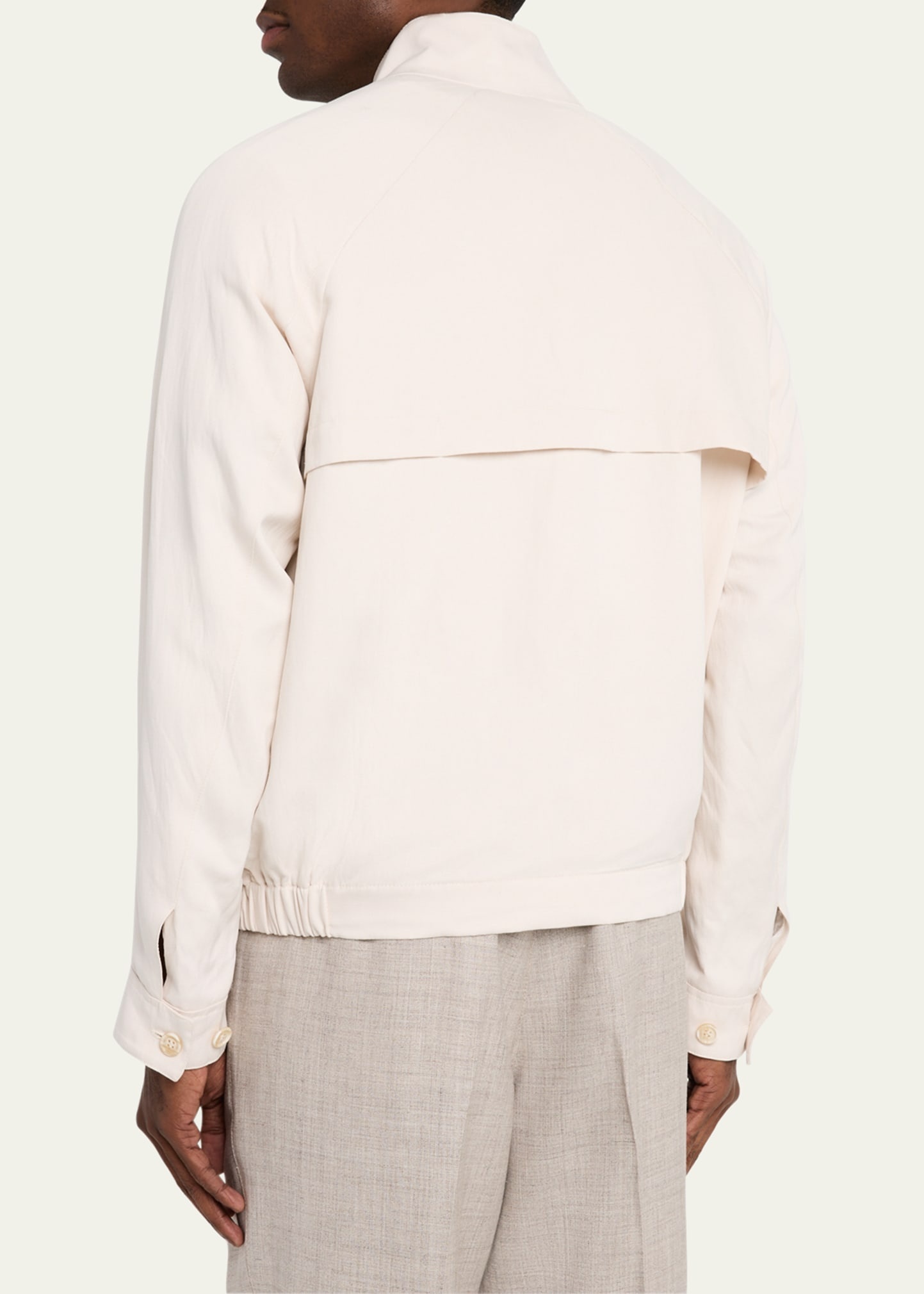 Men's Linen and Silk Full-Zip Bomber Jacket - 3