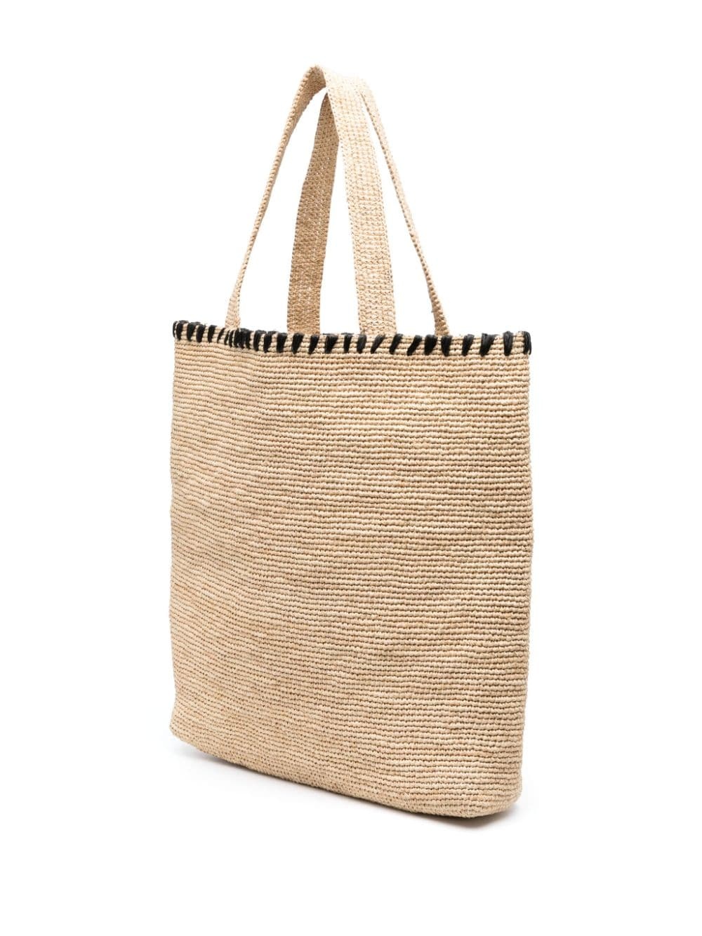 logo-embroidered raffia tote bag - 3