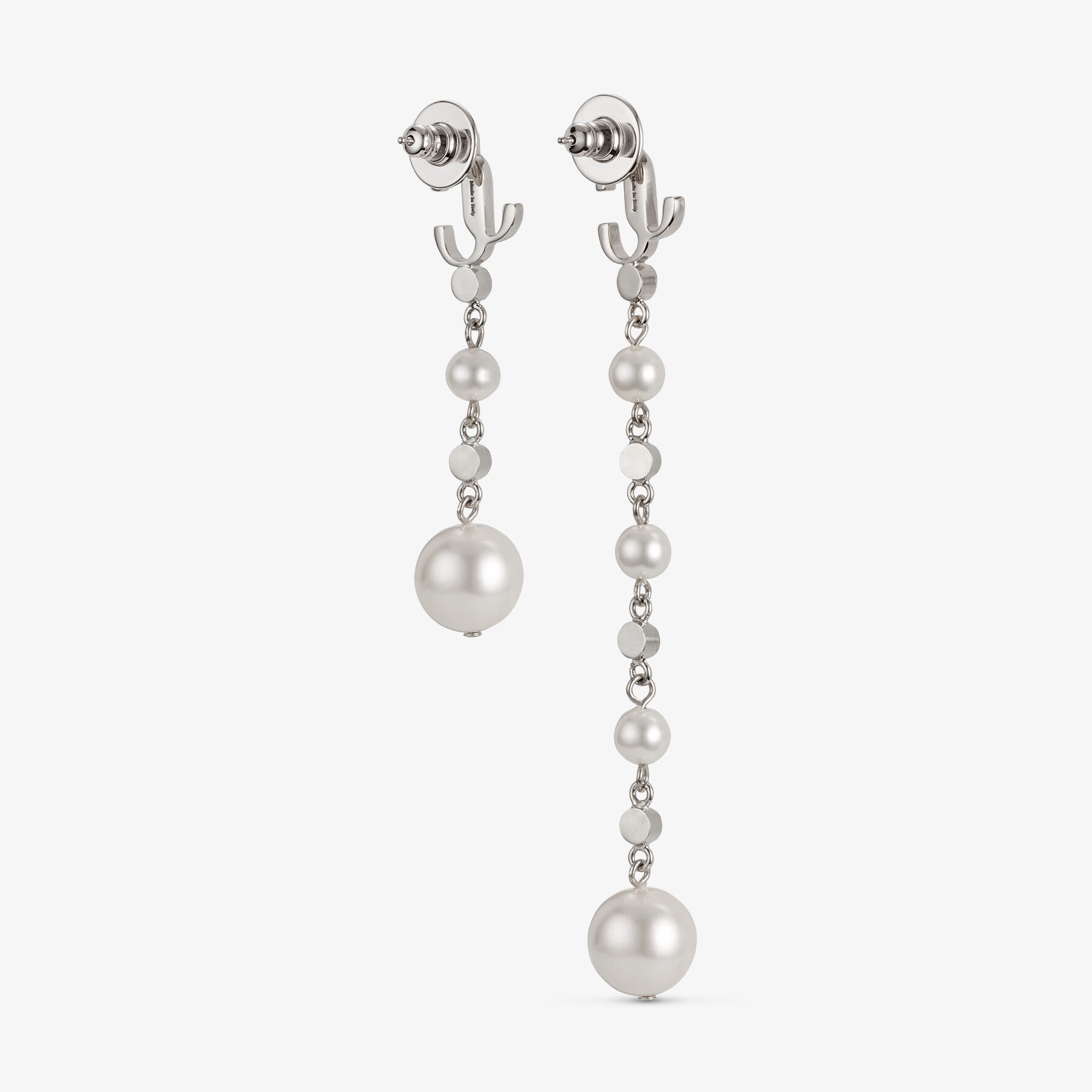 Pearl Drop Earring
Silver-Finish Metal Pearl Drop Earrings with Crystals - 5