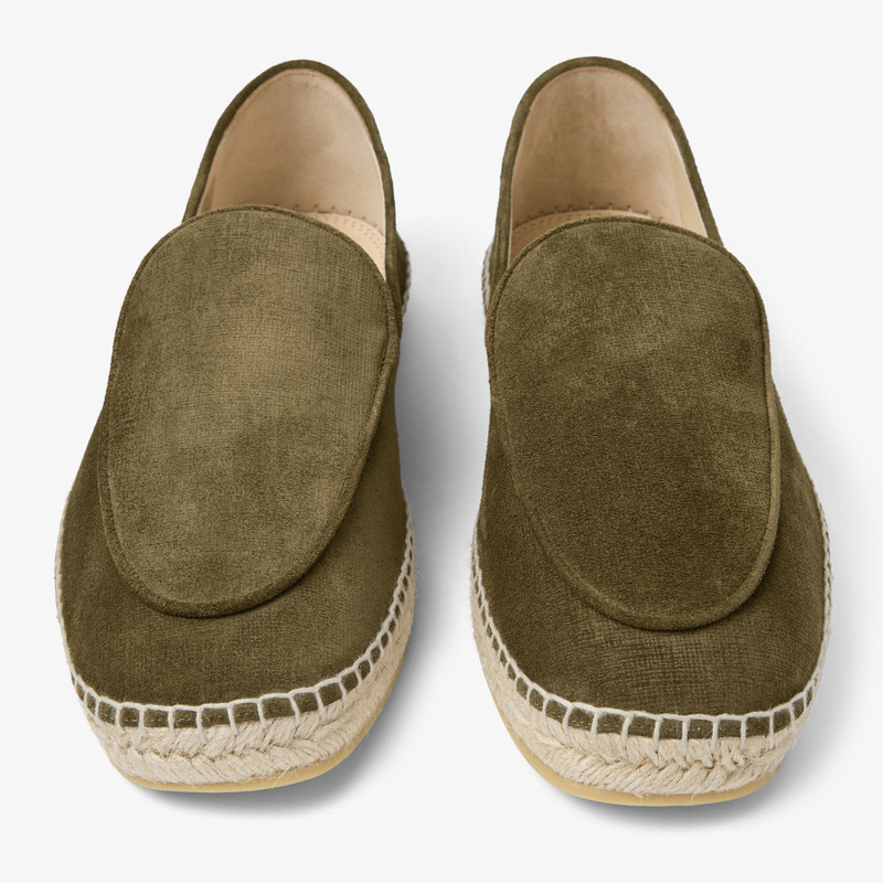 Vine Lace Up Moss Green Etched Velvet Suede Espadrilles 3