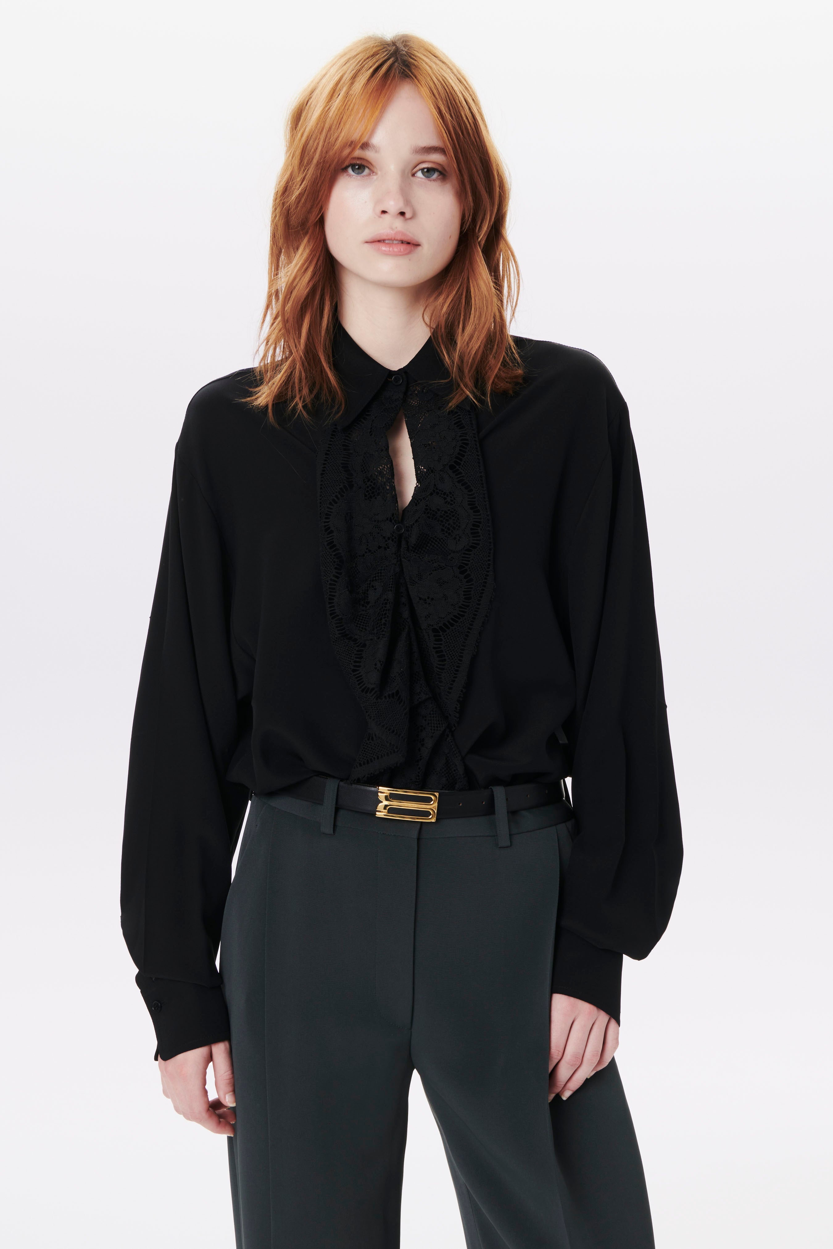 Lace Detail Blouse in Black - 3