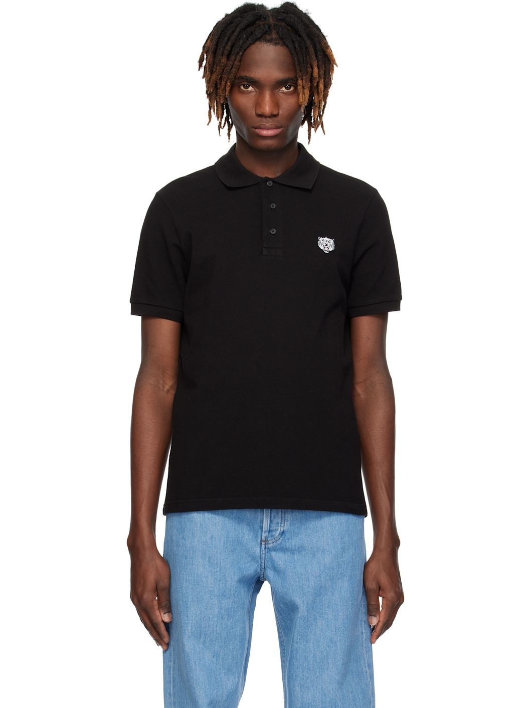 Black  Paris 'KENZO Happy Tiger' Embroidered Slim Polo - 1