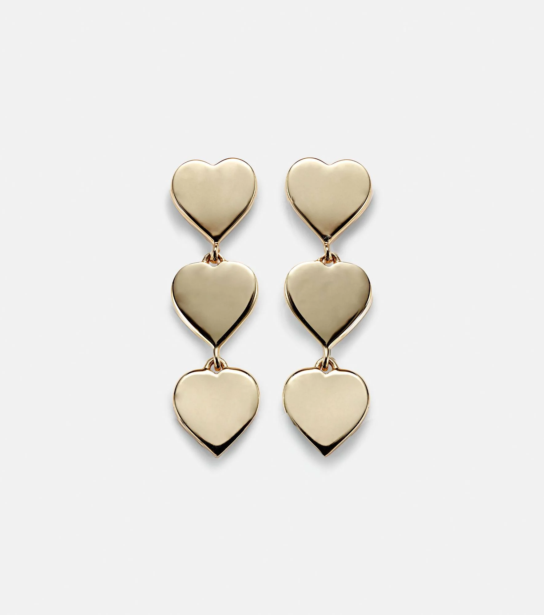 Pure Three Heart Linear 14kt gold earrings - 1