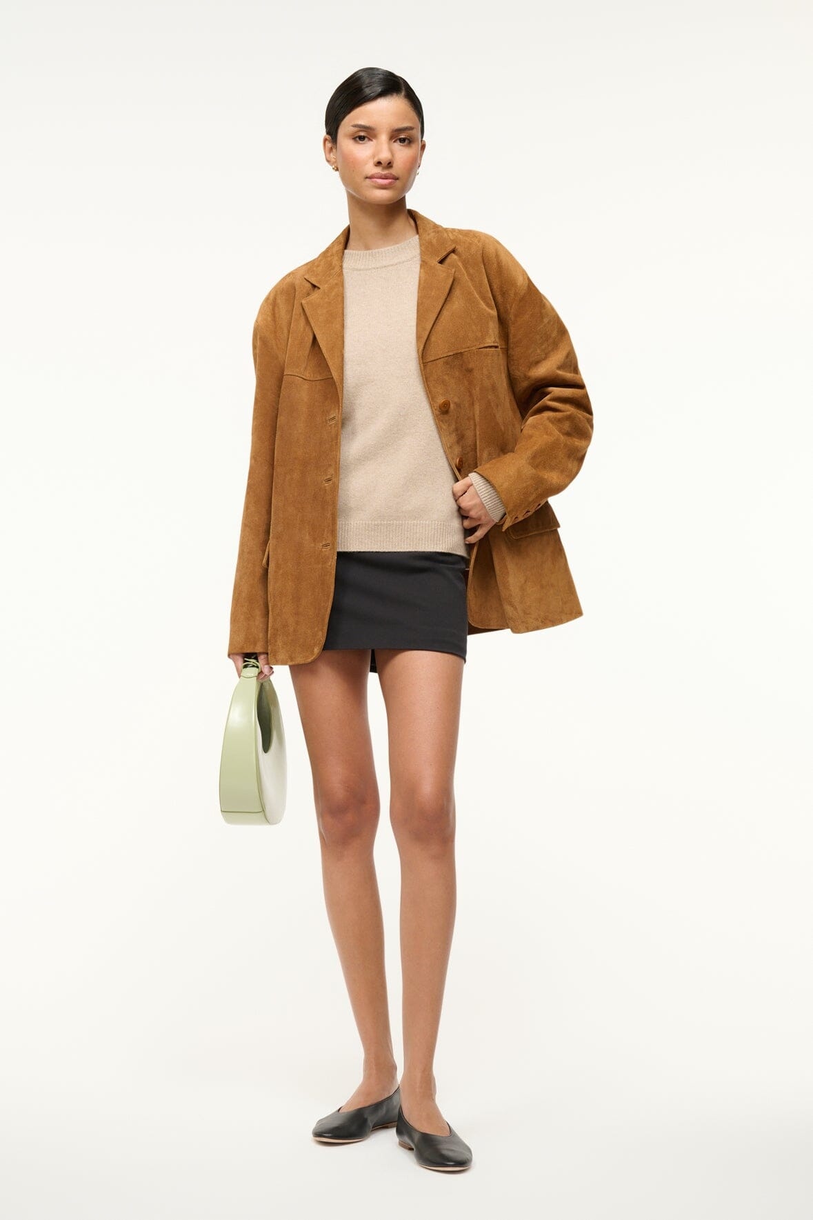 STAUD SERRANO CASHMERE RELAXED CREW STONE - 5