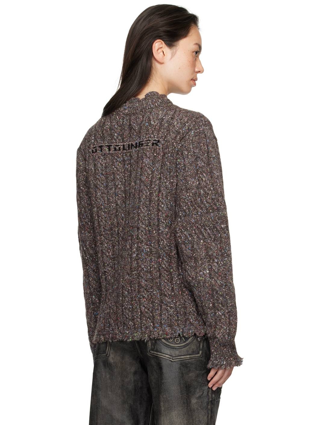 Brown Knit Chunky Sweater - 3