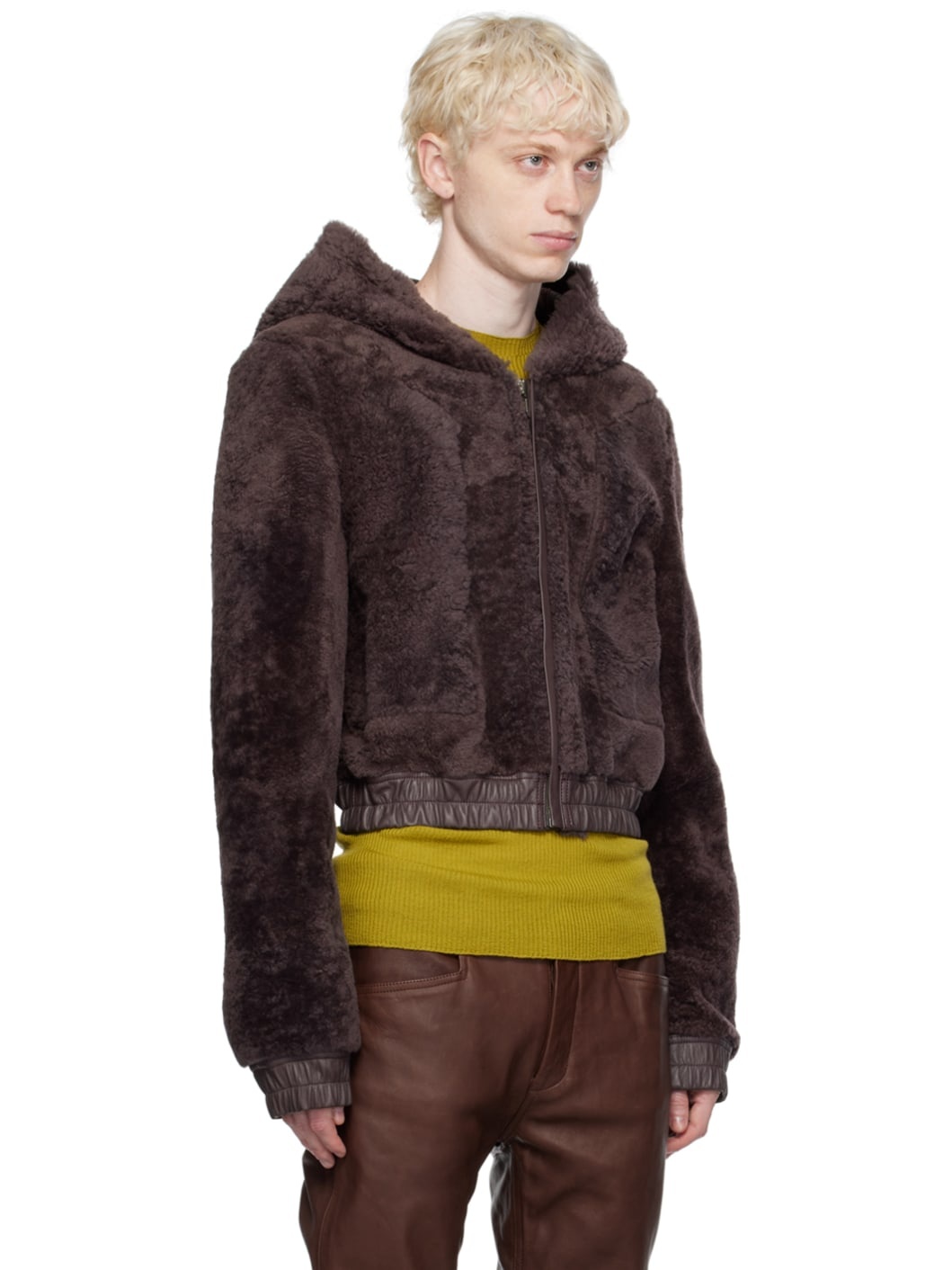 Purple Hooded Shearling Jacket - 2